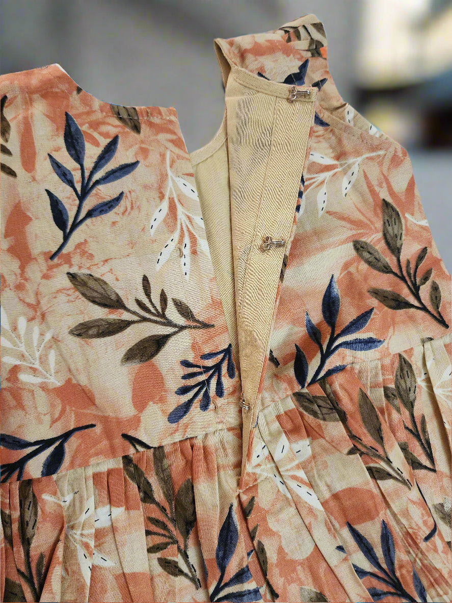 Floral patterned fabric with a beige garment underneath