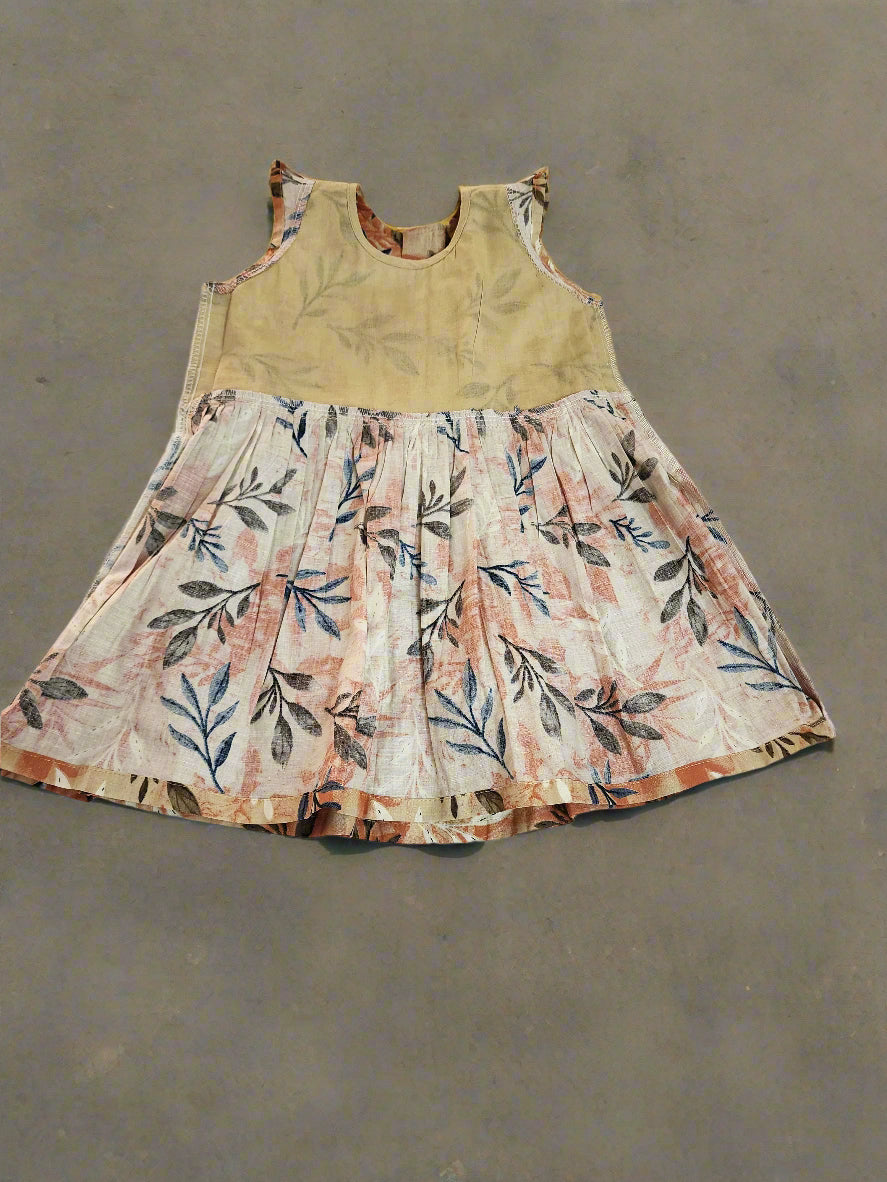 Floral dress with a beige top on a white background