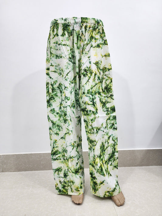 Floral patterned pants on a white background