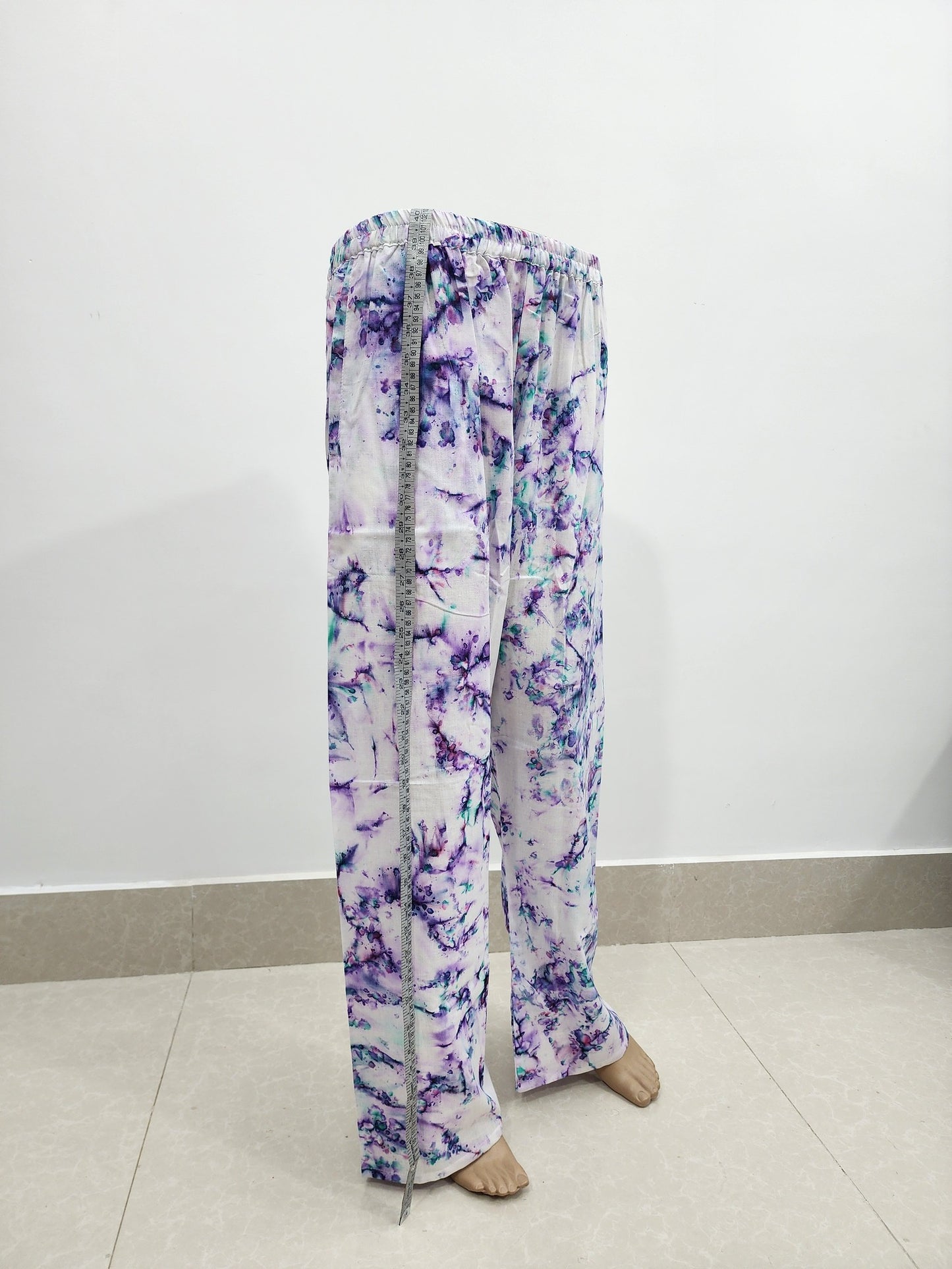 Shibori Print White on Purple Blue Cotton Palazzo