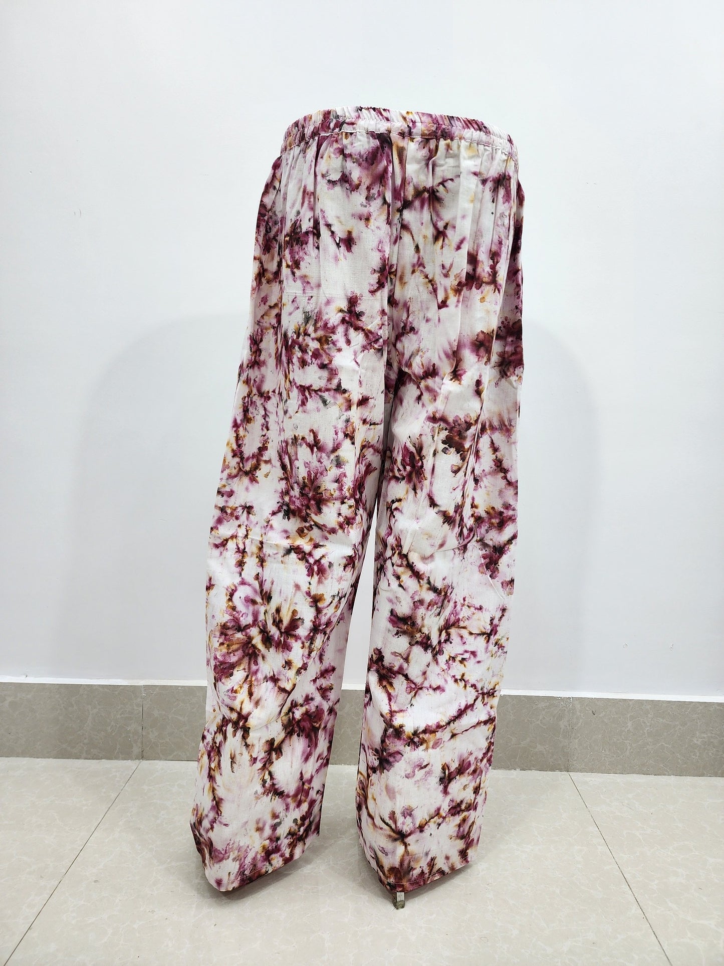 Shibori Print white on Purple Pink Cotton Palazzo