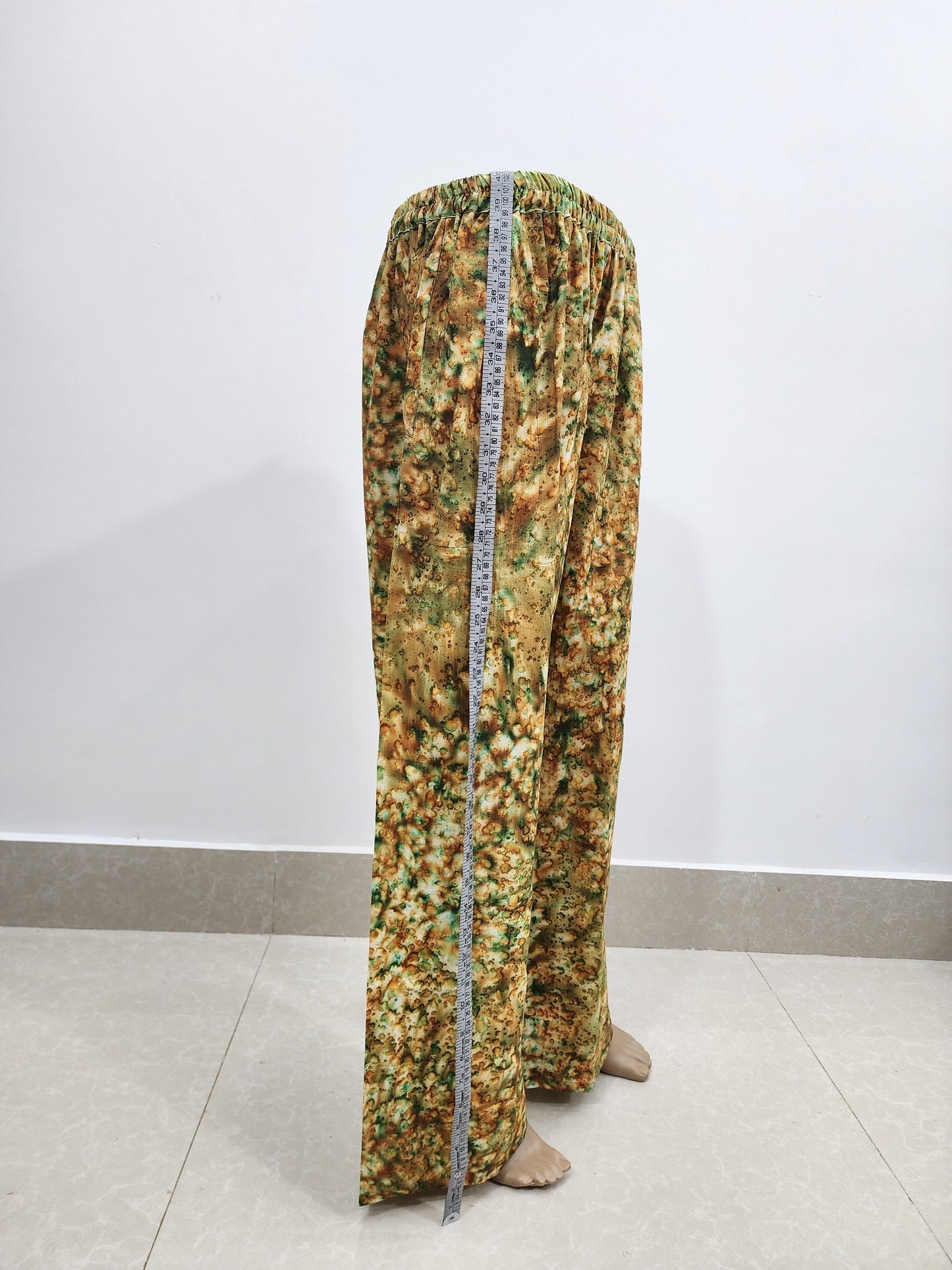 Shibori Print Mustard Yellow Green Cotton Palazzo