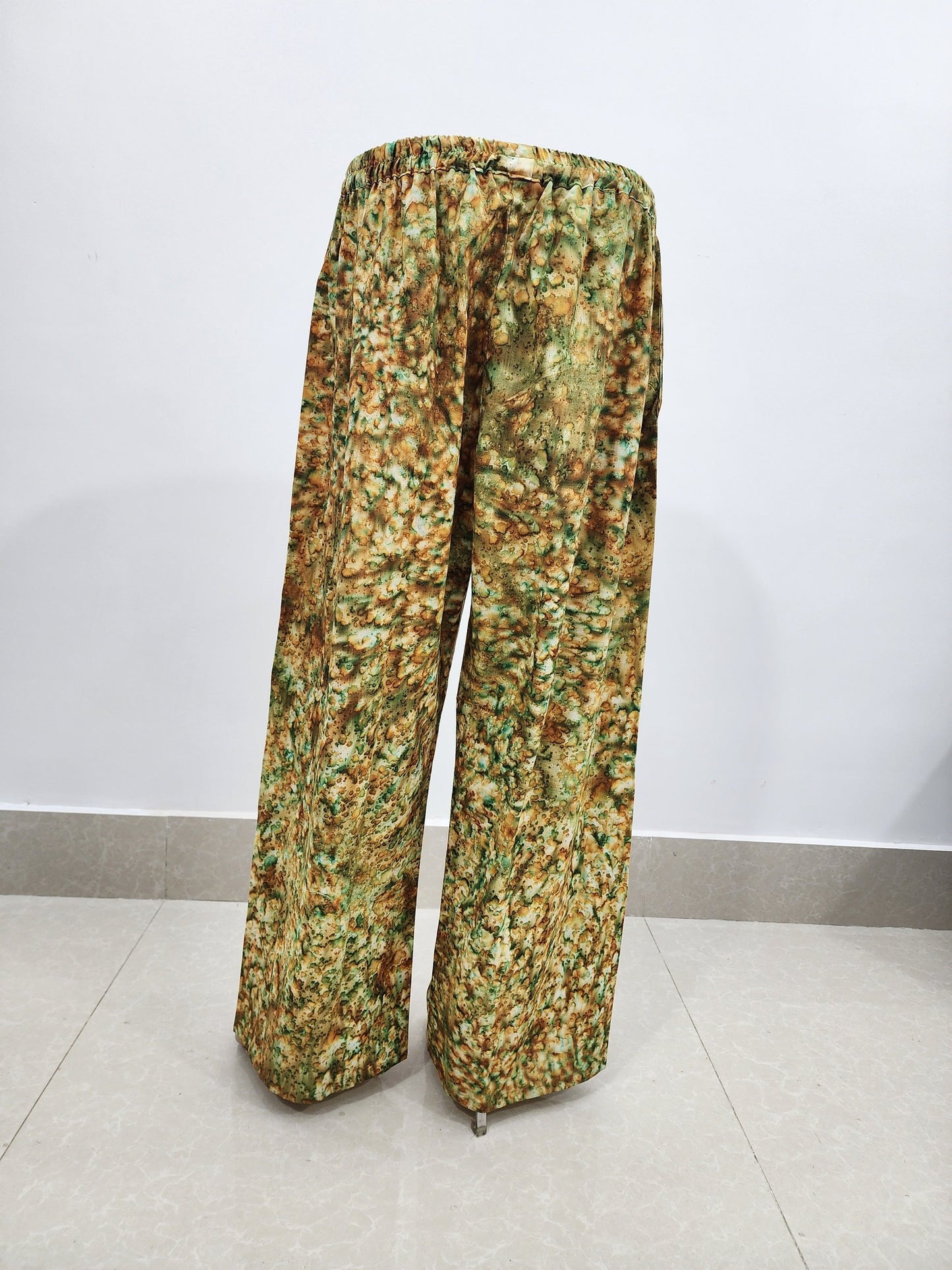 Shibori Print Mustard Yellow Green Cotton Palazzo