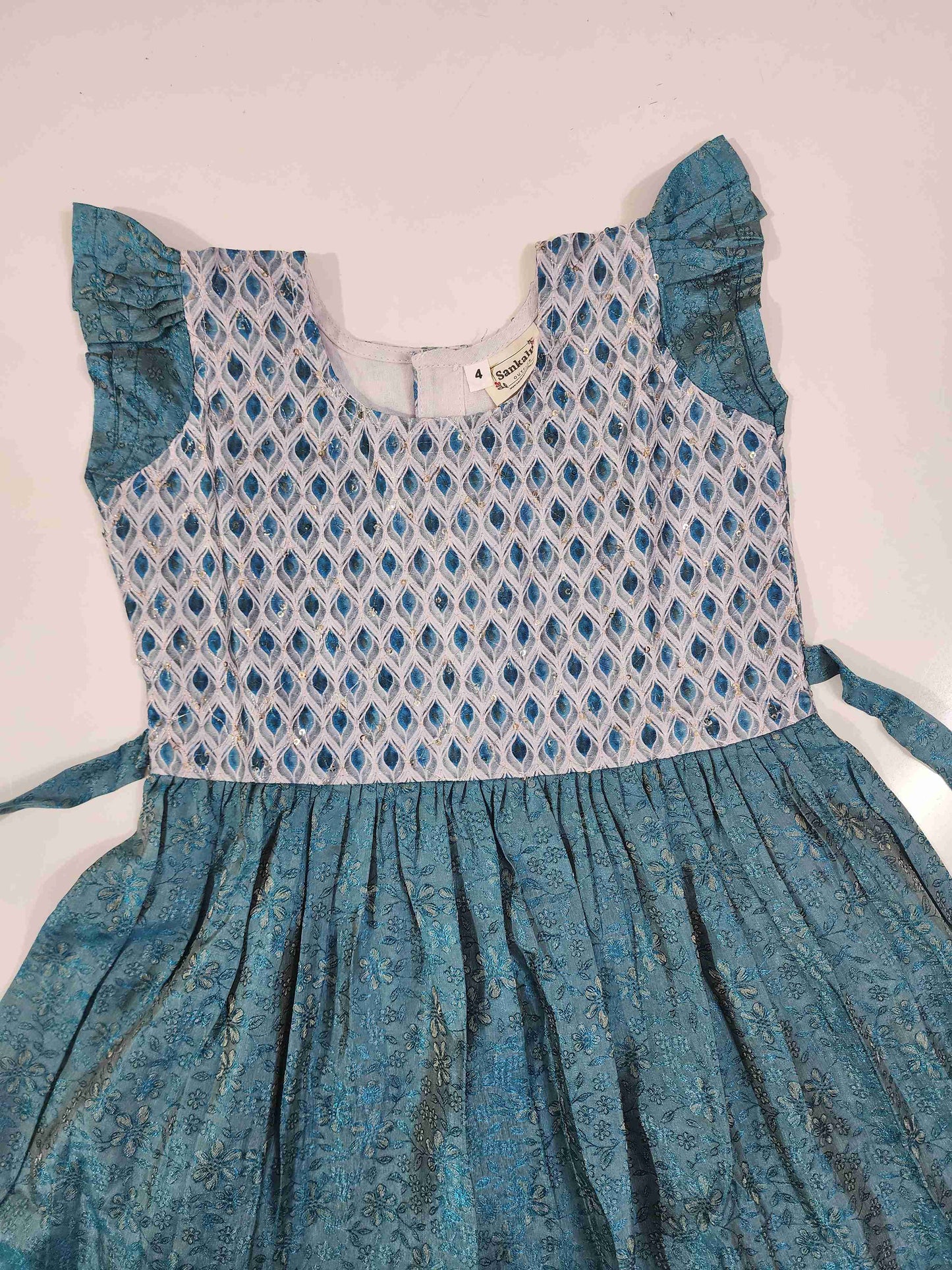 Blue fancy Munga Silk Kids Frock
