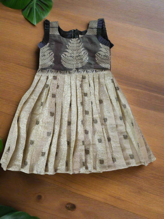 Half White Grey Banaras Frock