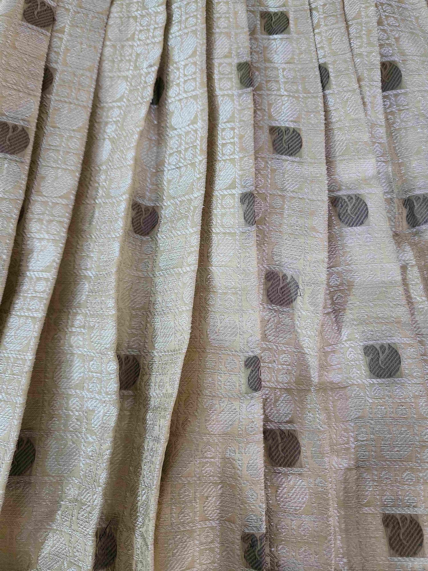 Half White Banaras Frock with Gray Contrast