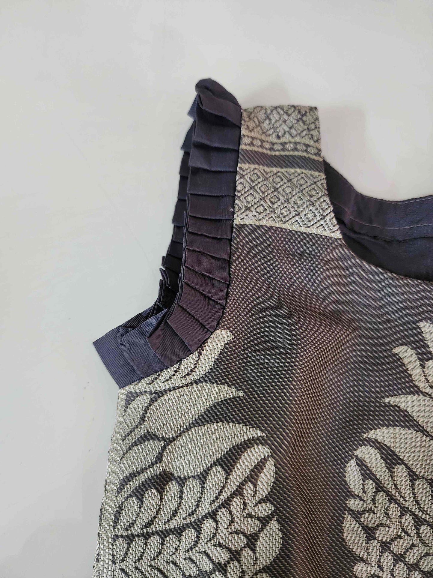Half White Banaras Frock with Gray Contrast