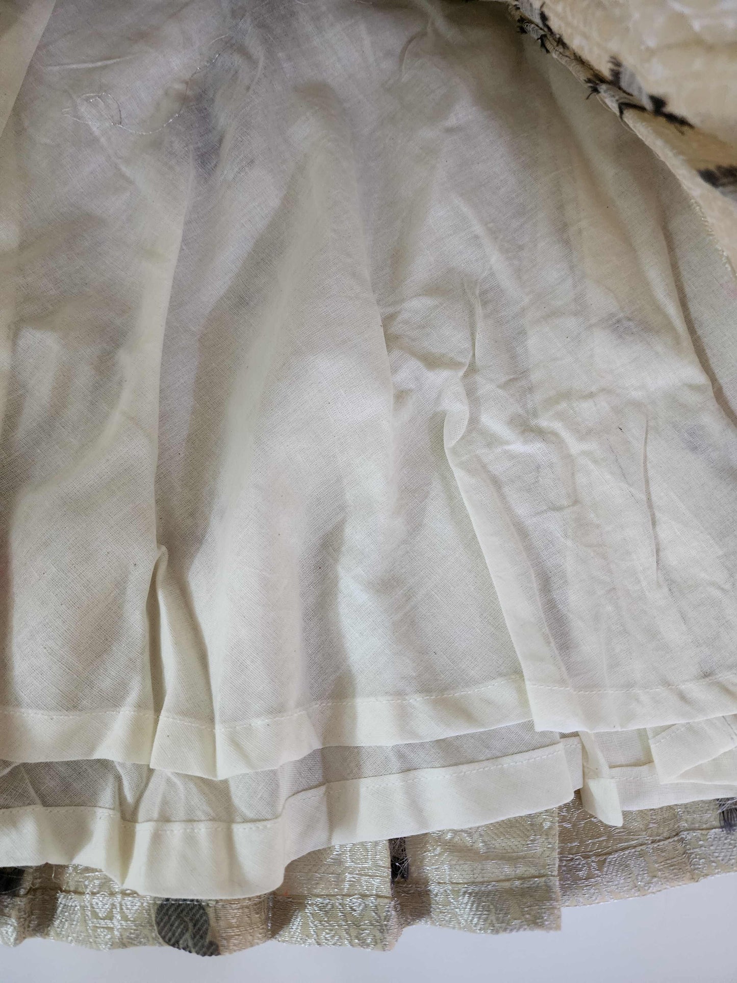Half White Banaras Frock with Gray Contrast