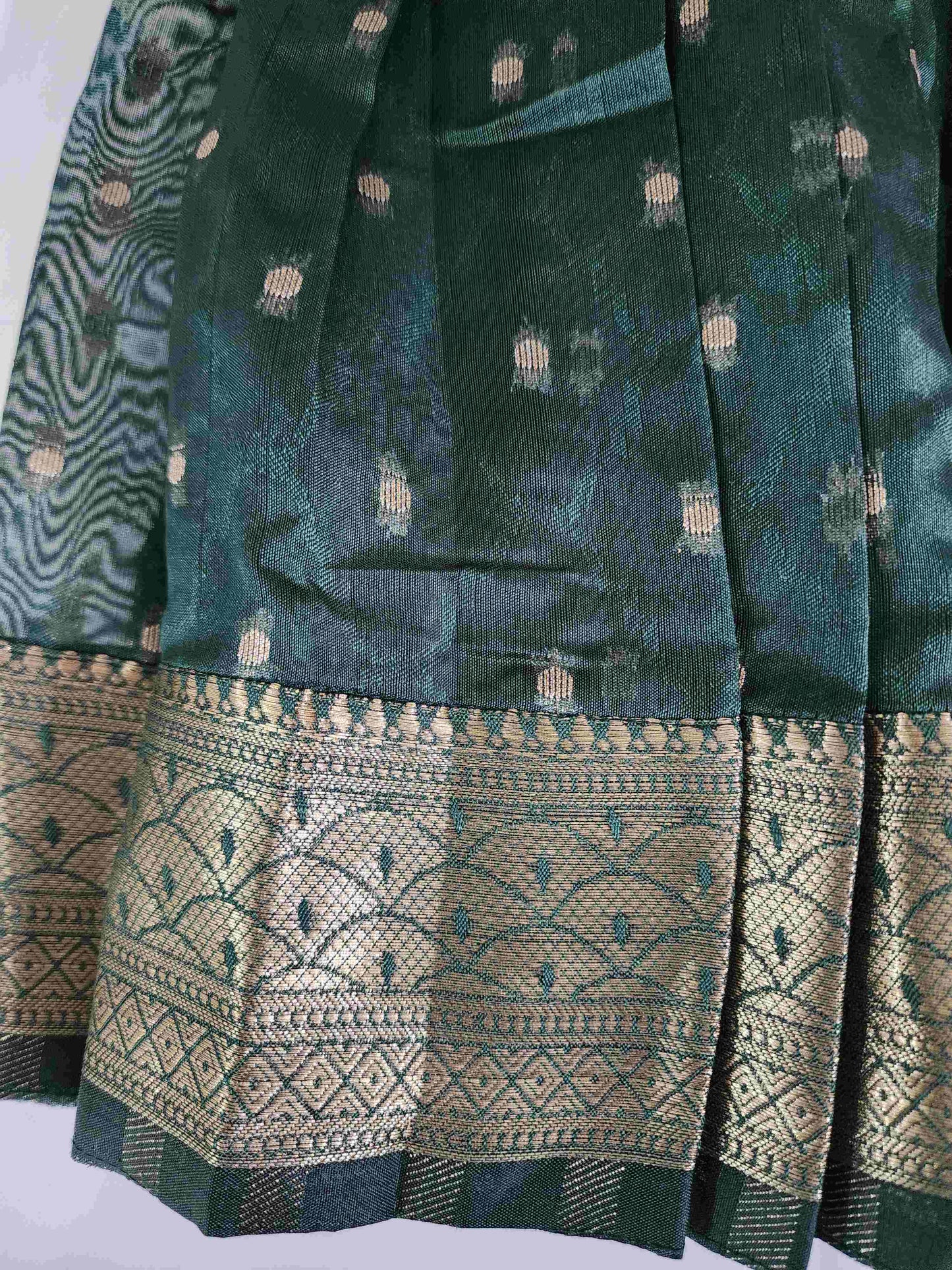 Bottle Green Organza Long Frock.