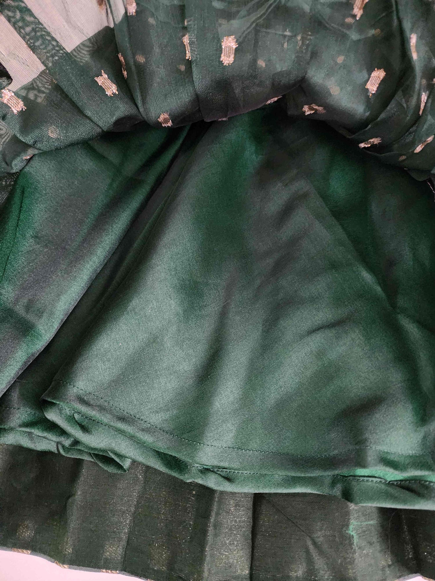 Bottle Green Organza Long Frock.