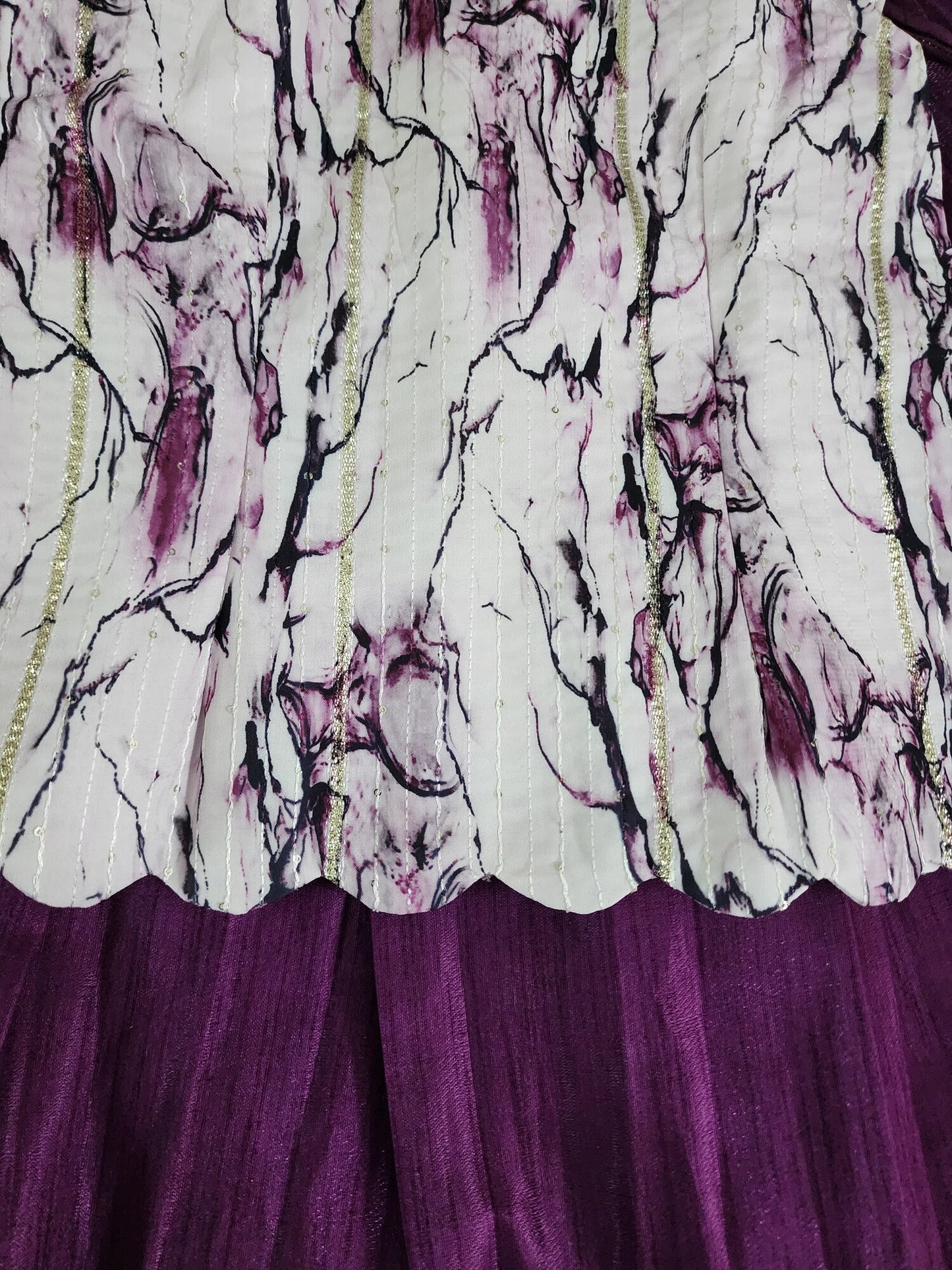 Purple White Chanderi Lehenga Set