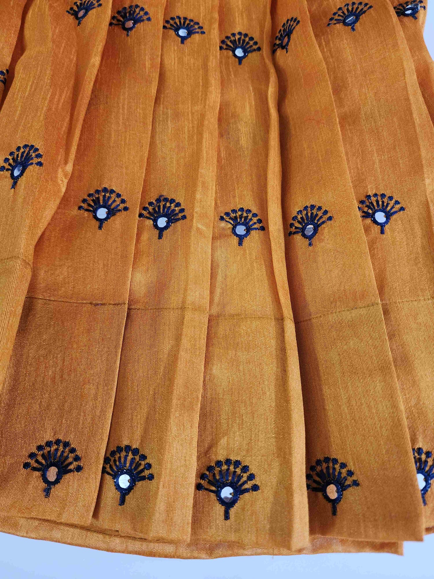 Pretty Blue crop top with yellow lehenga.