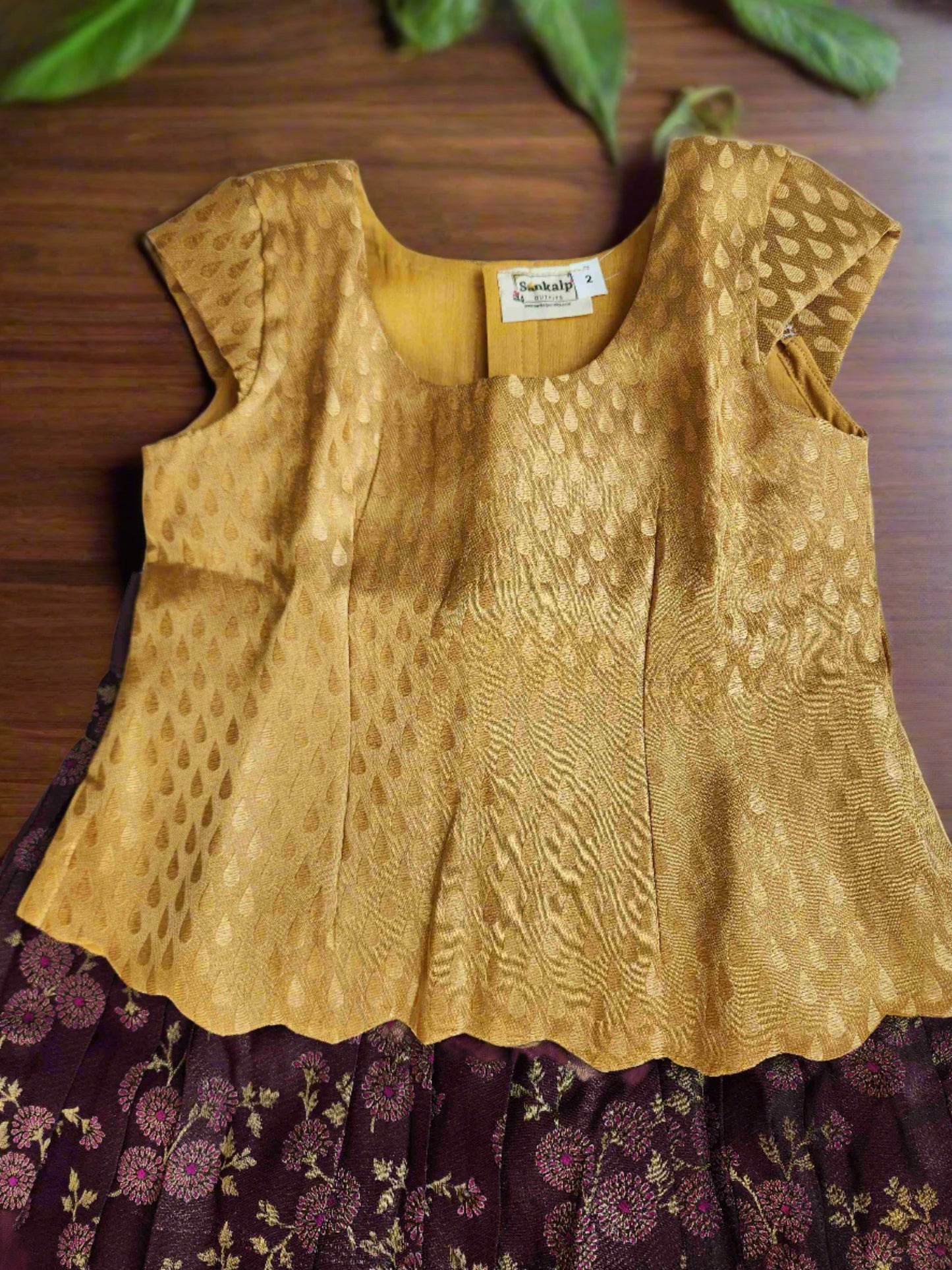 Purple & Cream Floral Banaras Lehenga Set