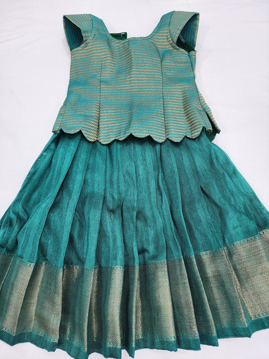 Green Chanderi Zari Lehenga Set