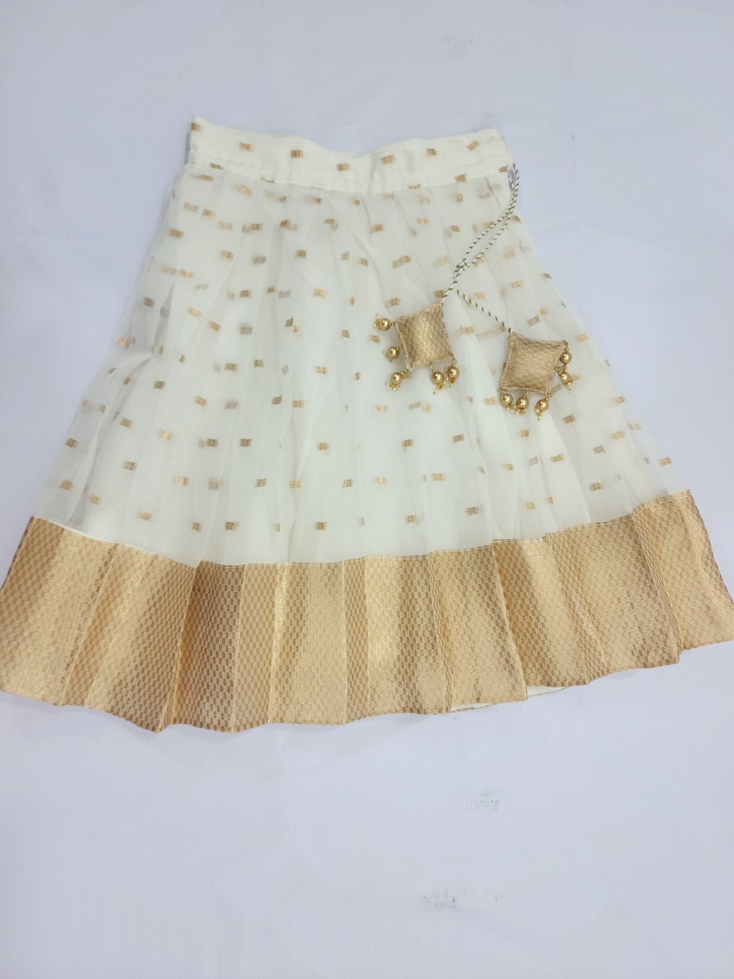 White and Coffee lehenga set for kids