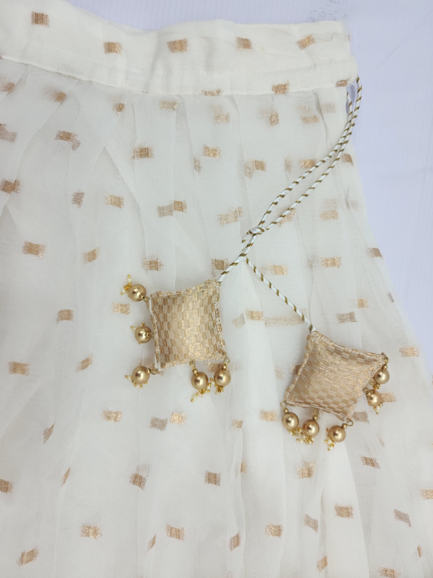 White and Coffee lehenga set for kids