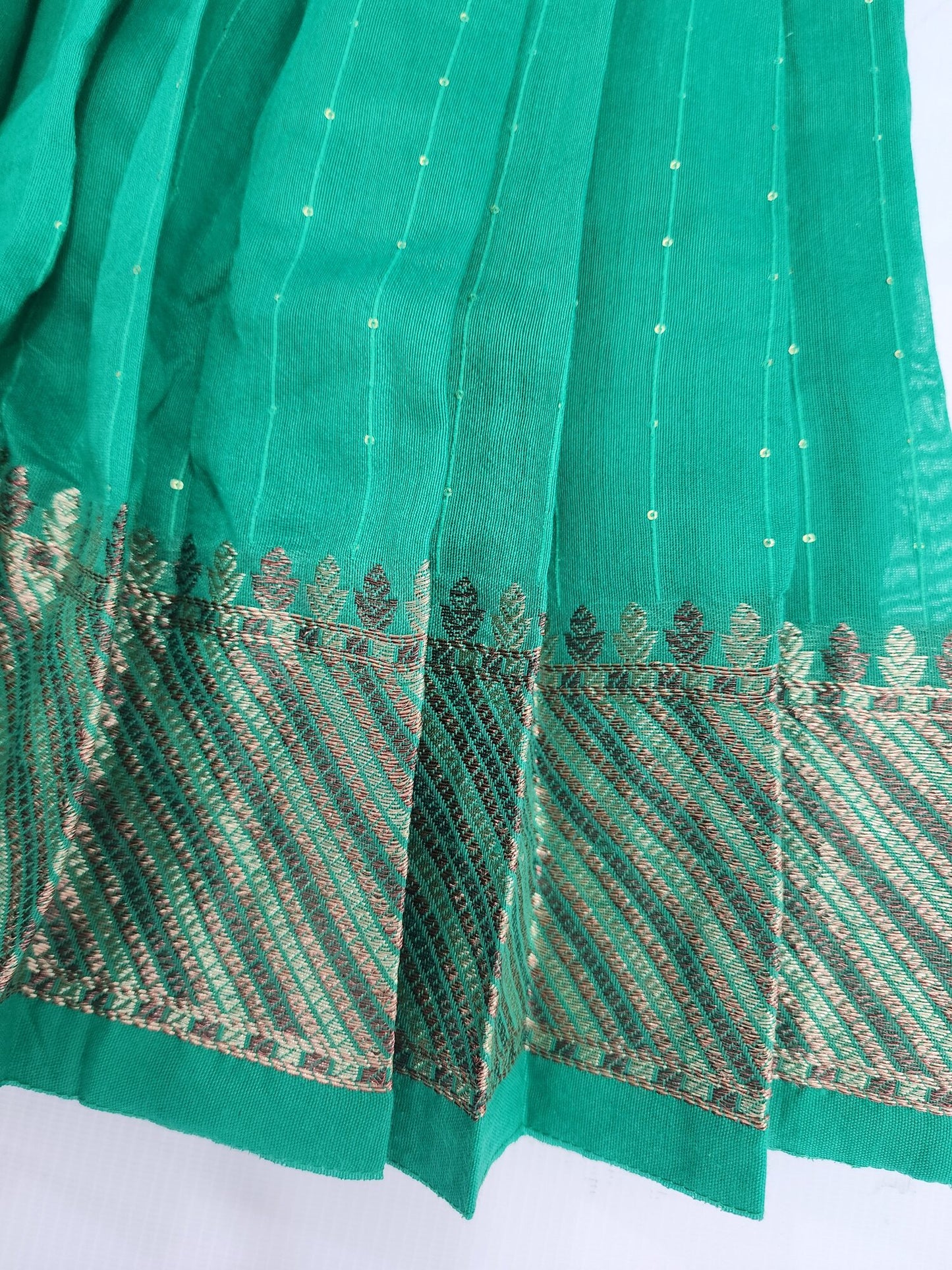 Chanderi Green & Coffee Shirred Crop top