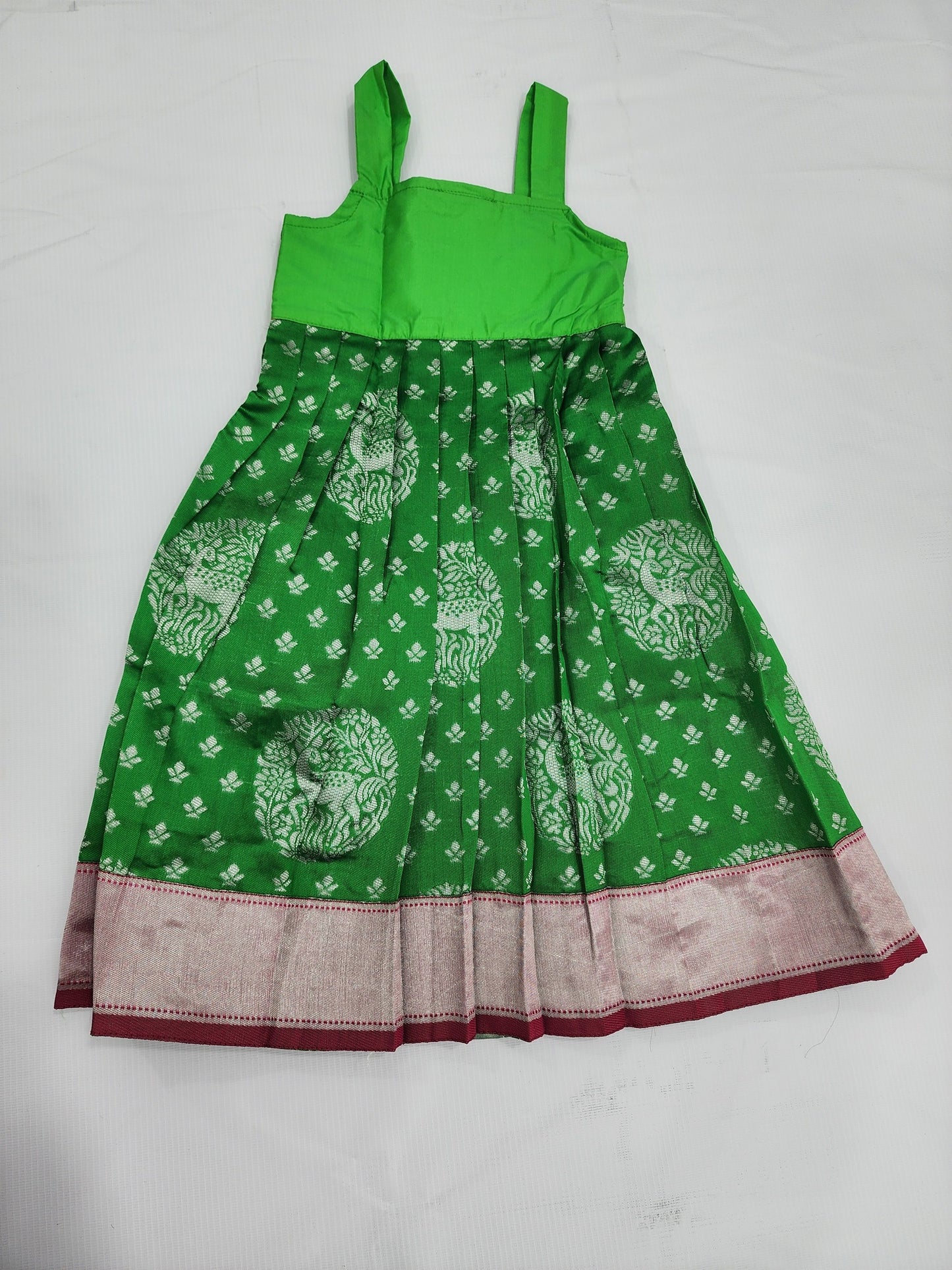 Banaras Lehenga set Green & Pink