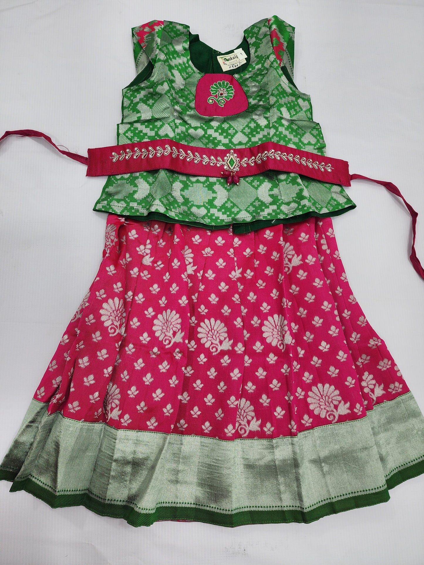 Banaras Pink Green Lehenga Set