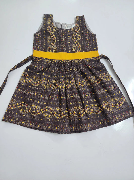 Ash Yellow Bandini Kids Frock