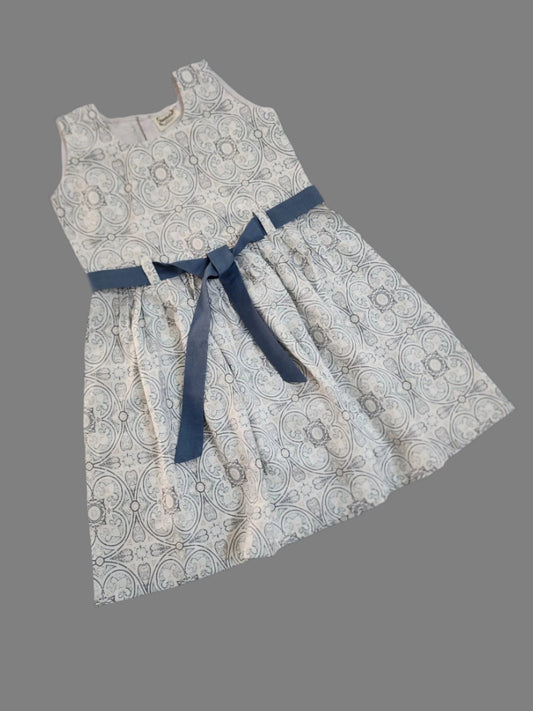 White Cotton Waist Belt Frock