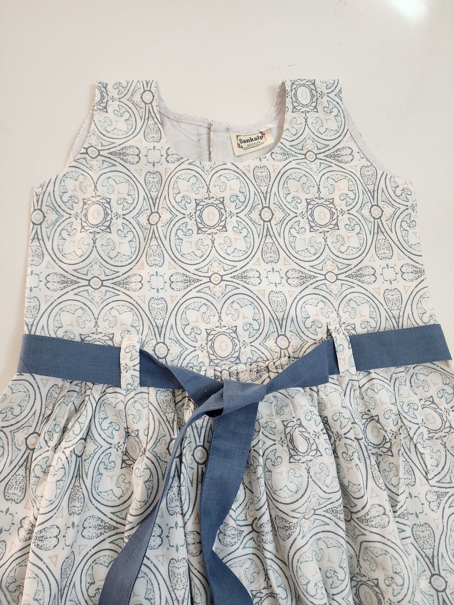White Cotton Waist Belt Frock