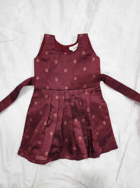 Kids Maroon Banaras Frock