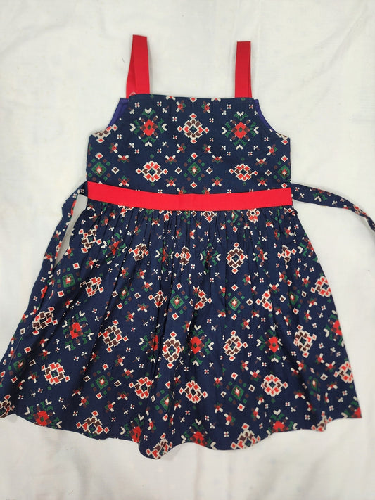 Patola Design Blue & Red Cotton Frock