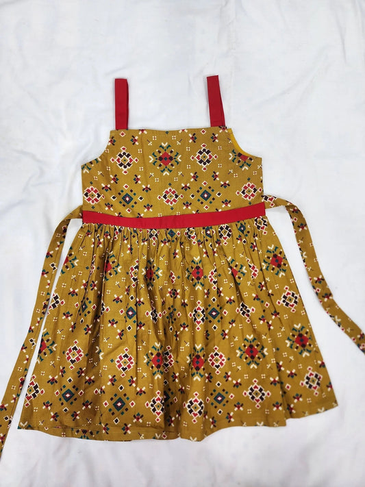 Patola Design Yellow Cotton Frock