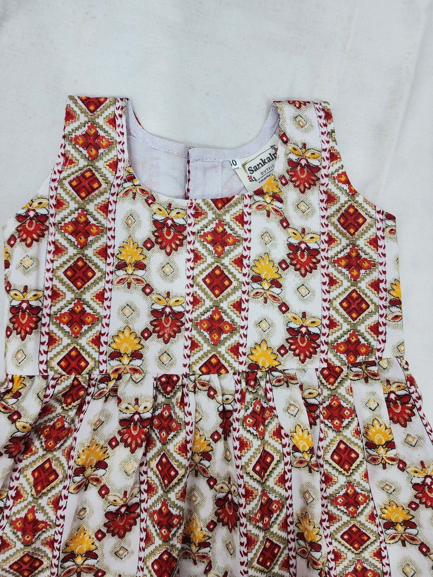 Decorative dress with geometric pattern on a white background