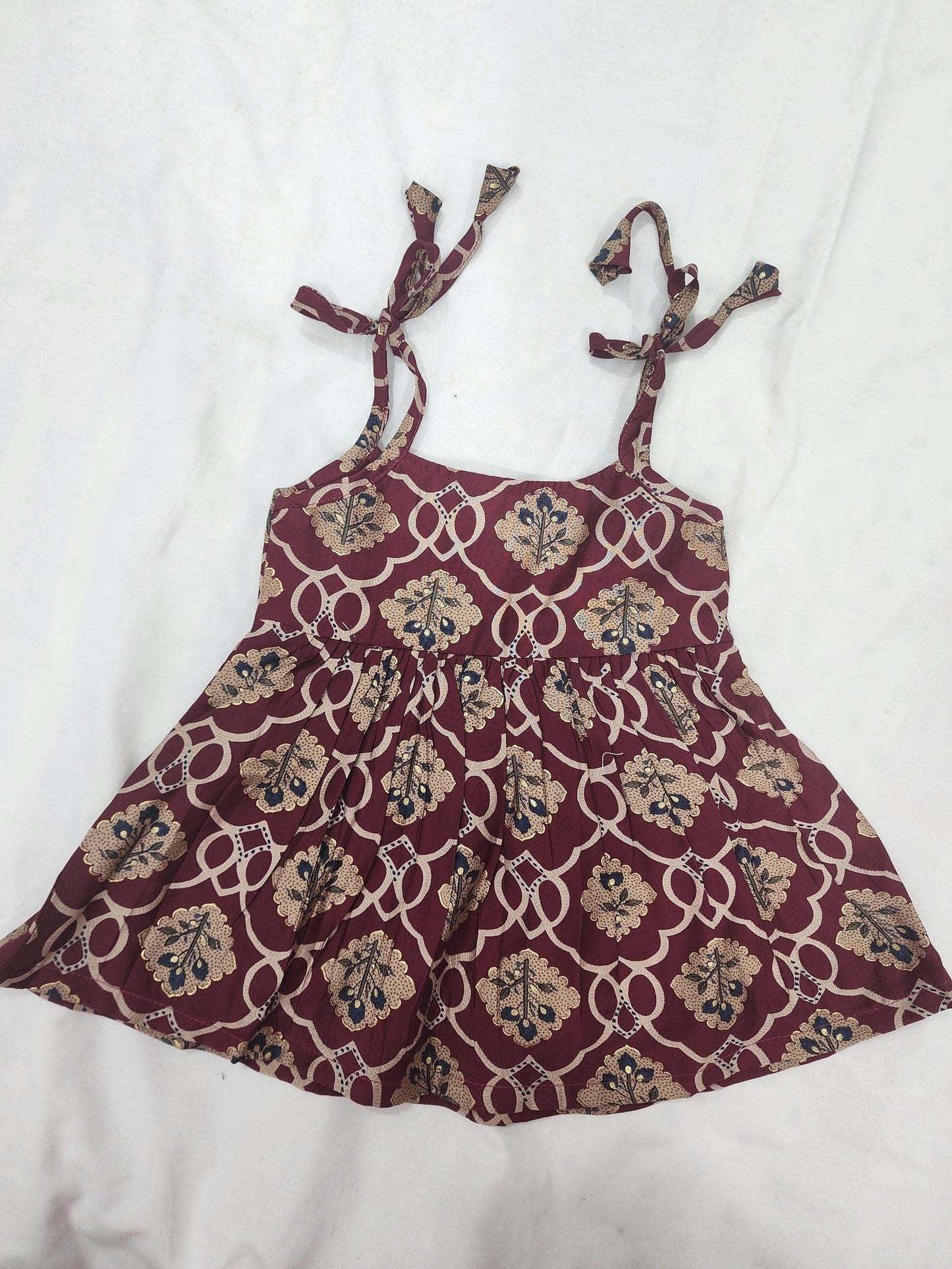 Maroon Crepe Baby Frock