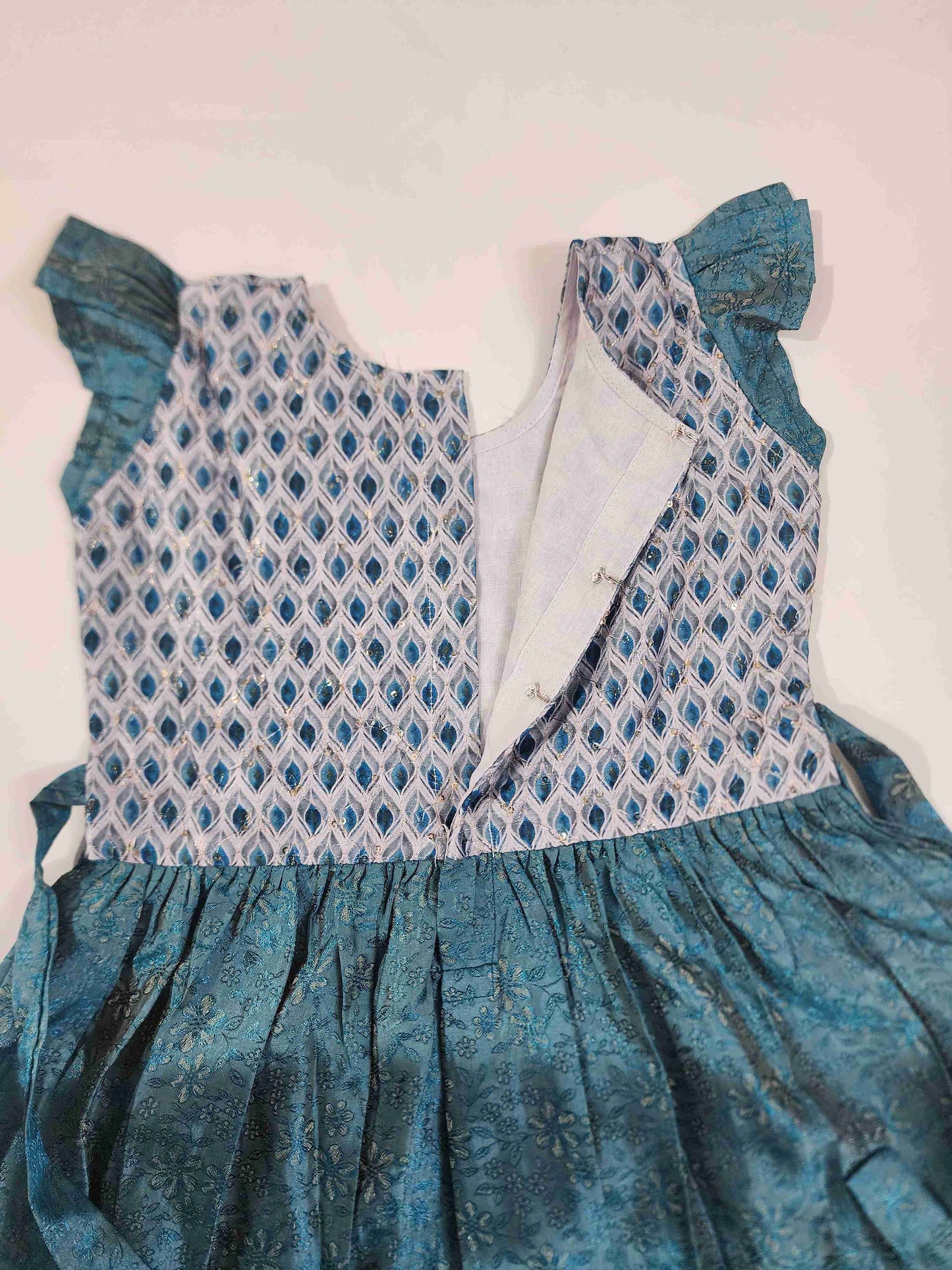 Blue fancy Munga Silk Kids Frock