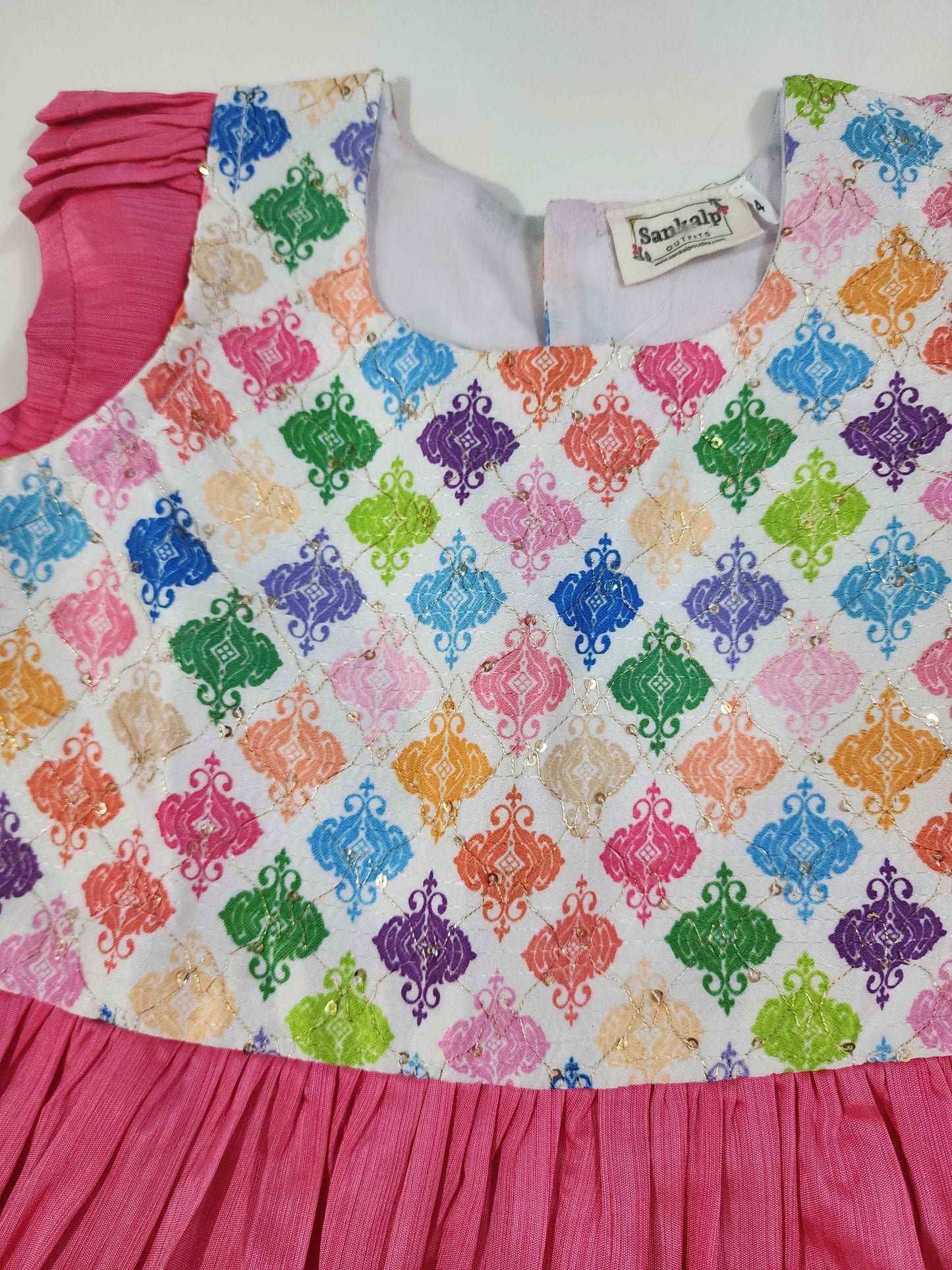 Pink fancy Munga Silk Kids Frock1