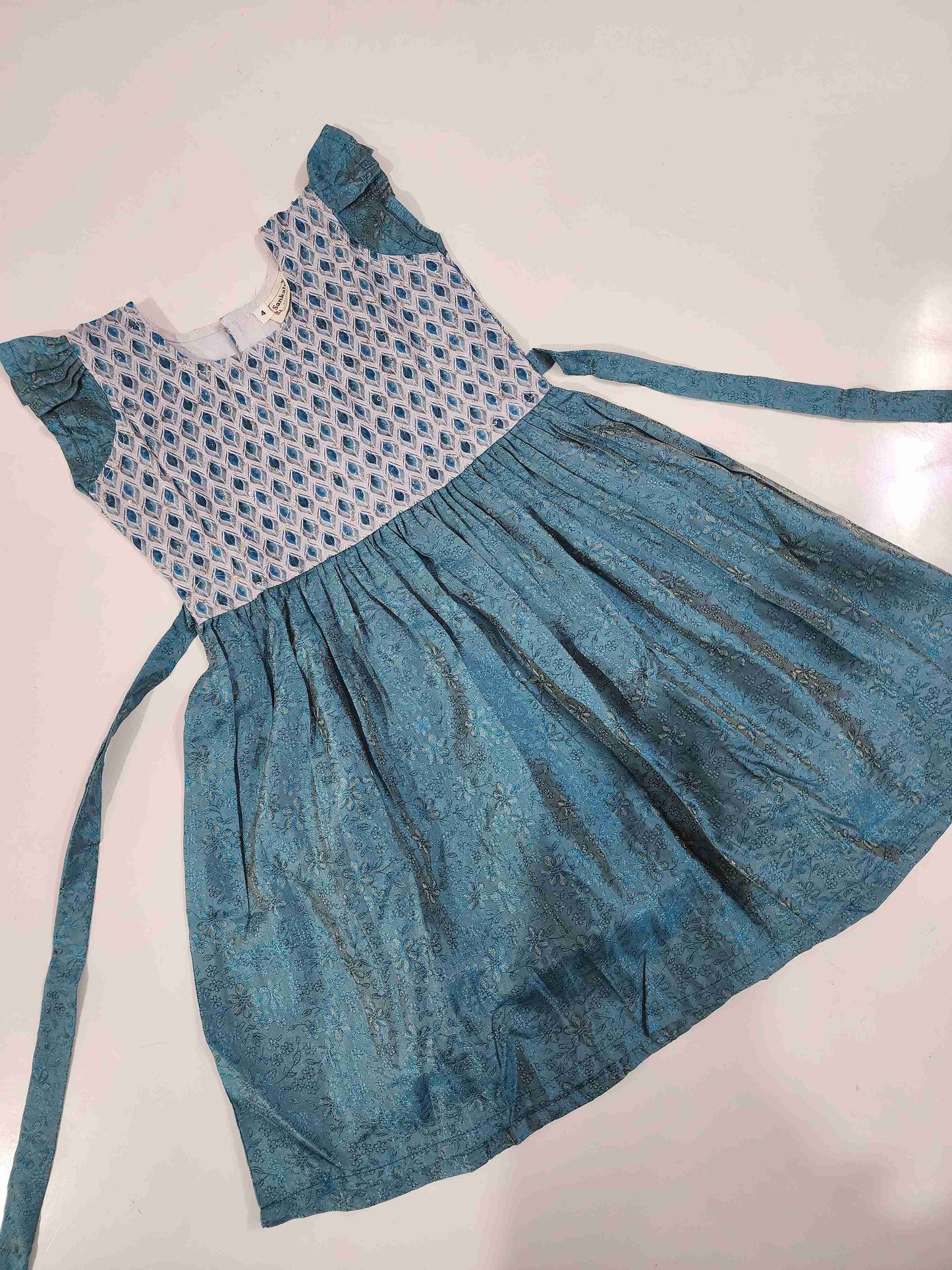 Blue fancy Munga Silk Kids Frock