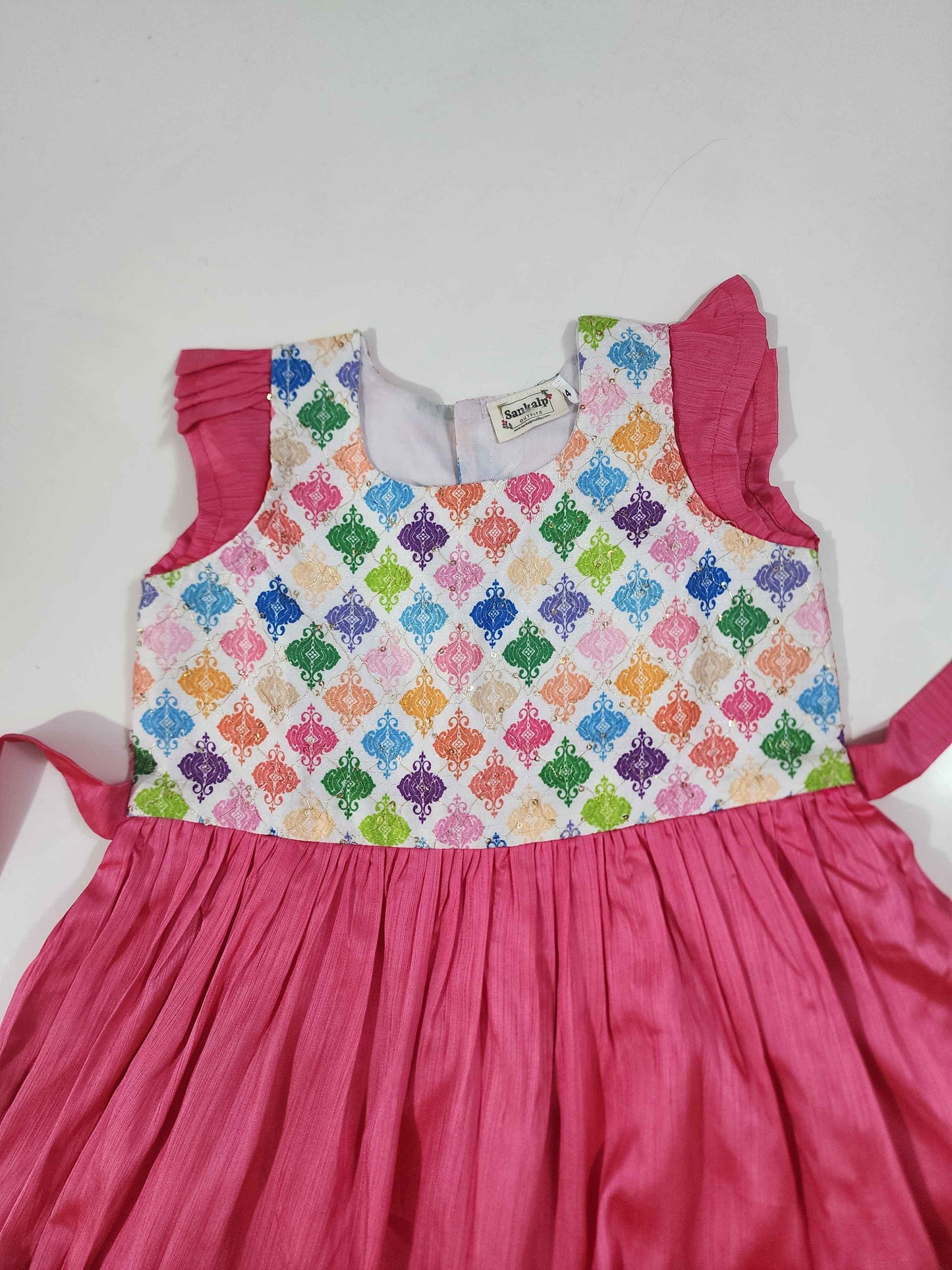 Pink fancy Munga Silk Kids Frock1