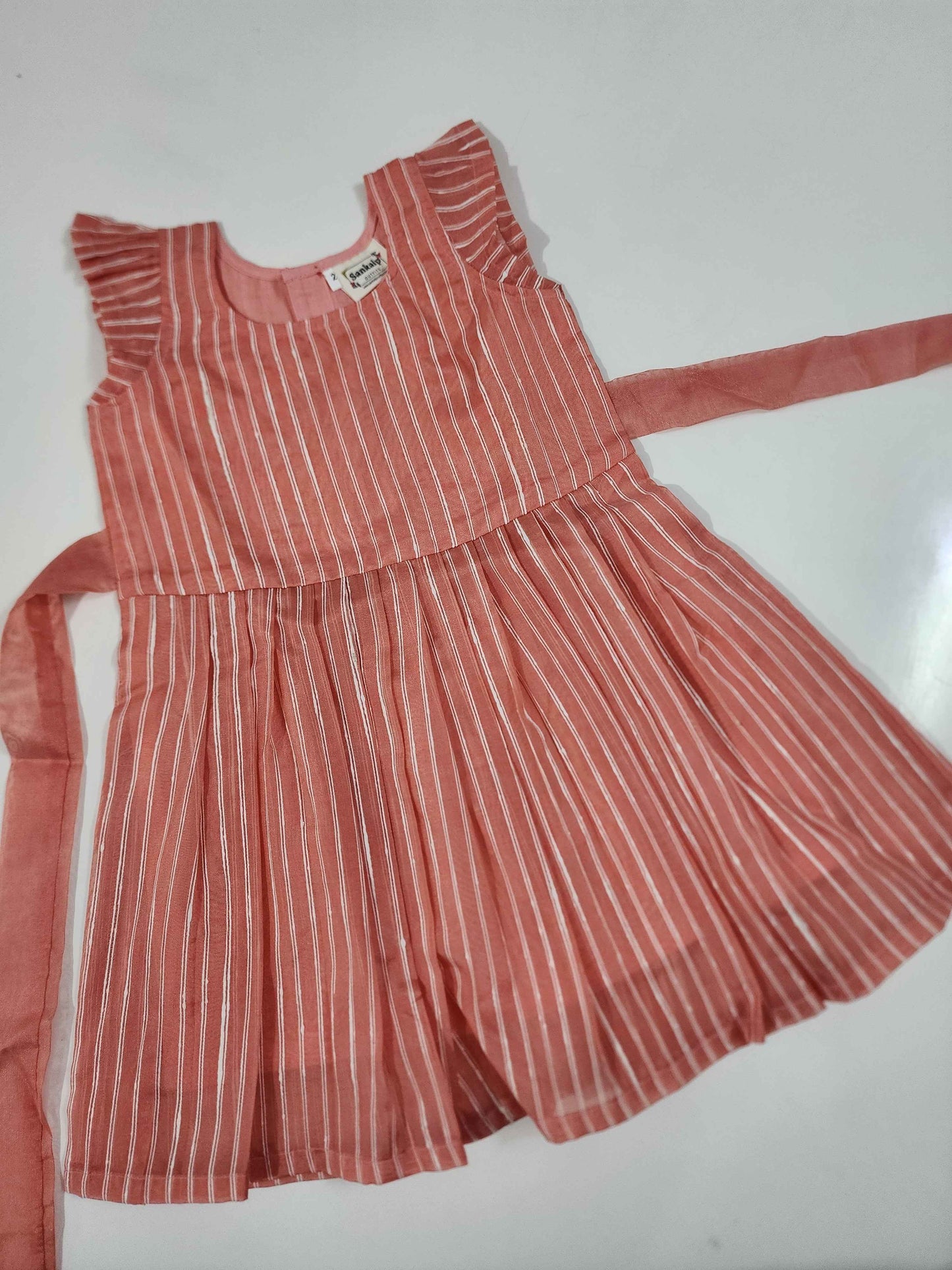 Peach Organza Kids Frock1