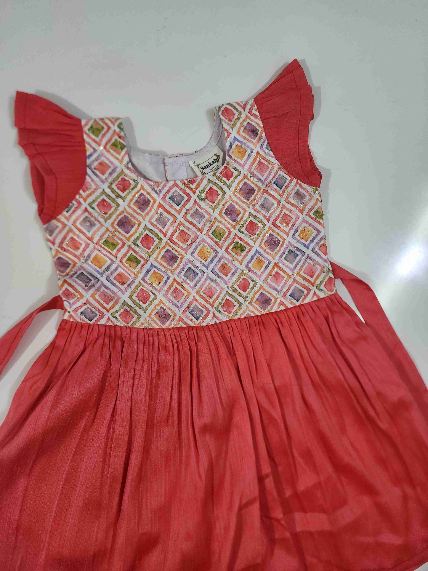 Peach fancy Munga Silk Kids Frock