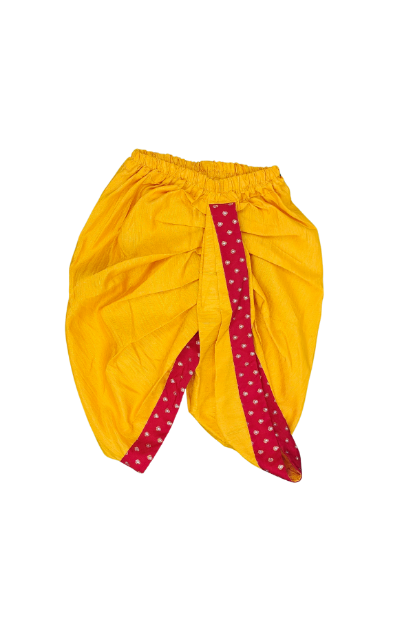 Red Yellow Banaras Kurta Dhoti