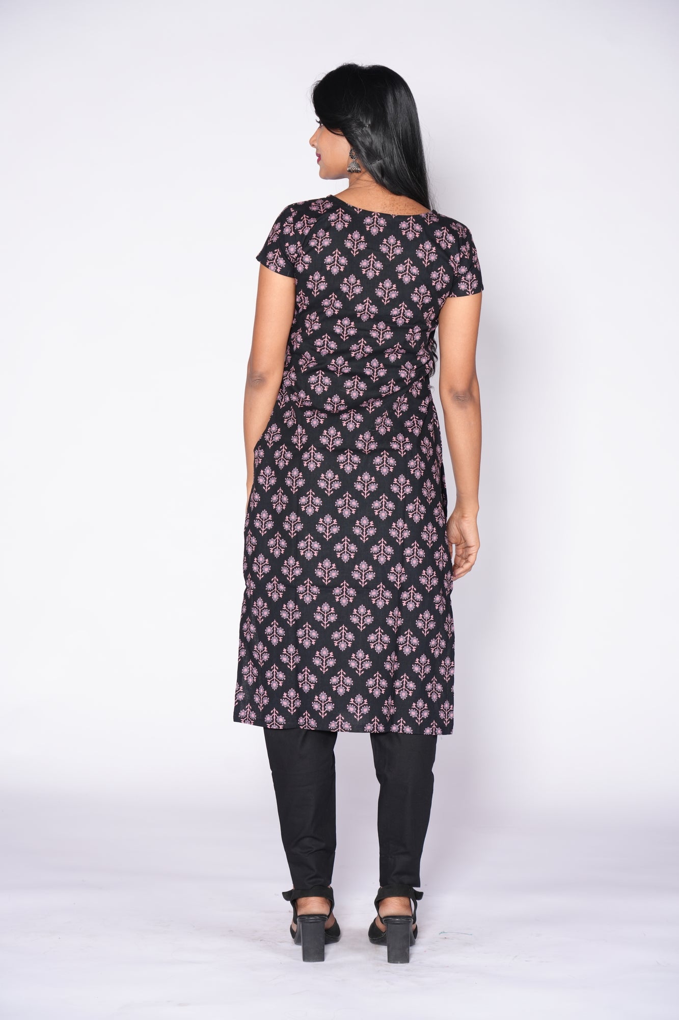Black and Lavender Cotton Kurti