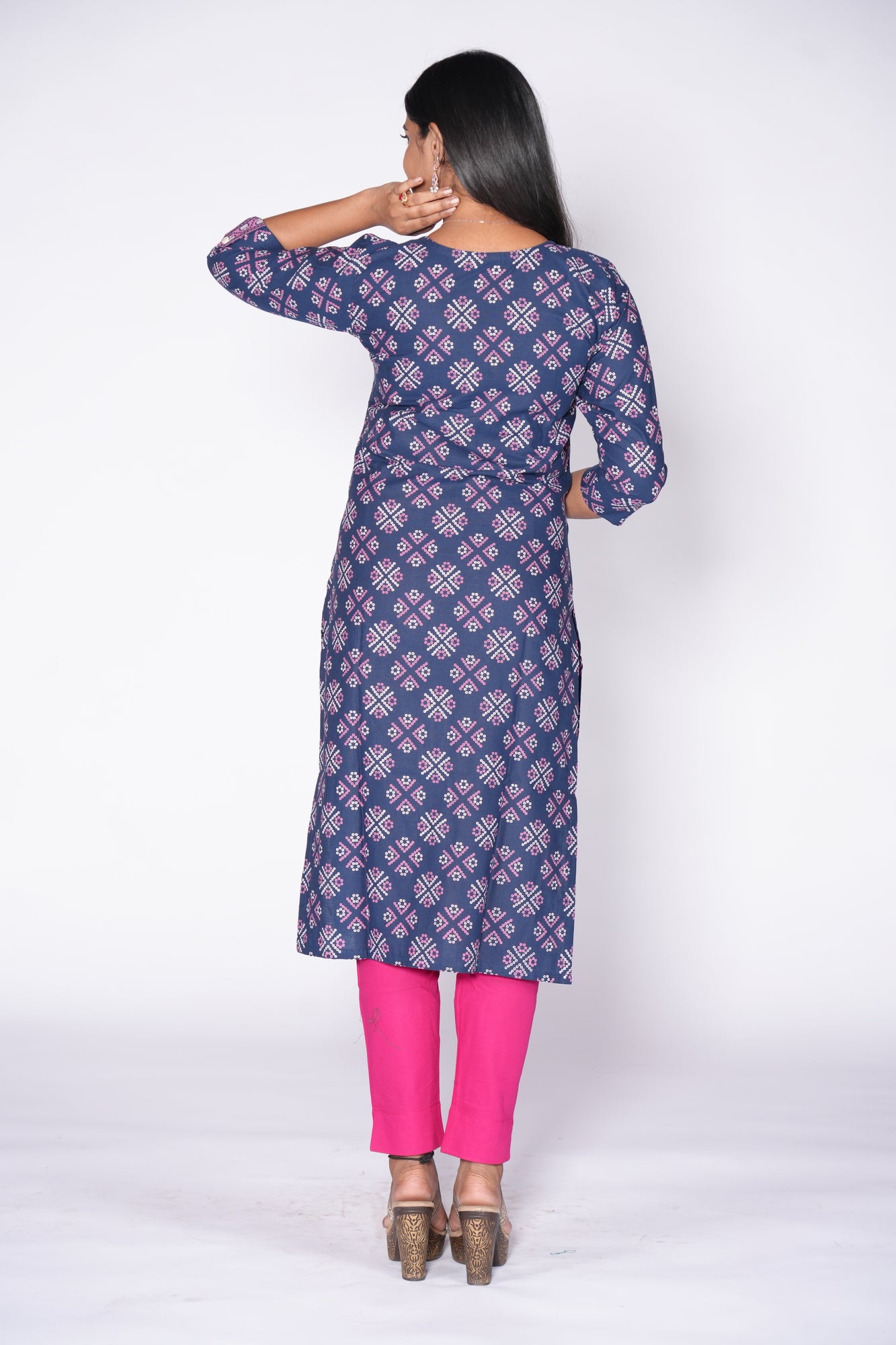 Midnight Muse Women's Dark Blue Kurti