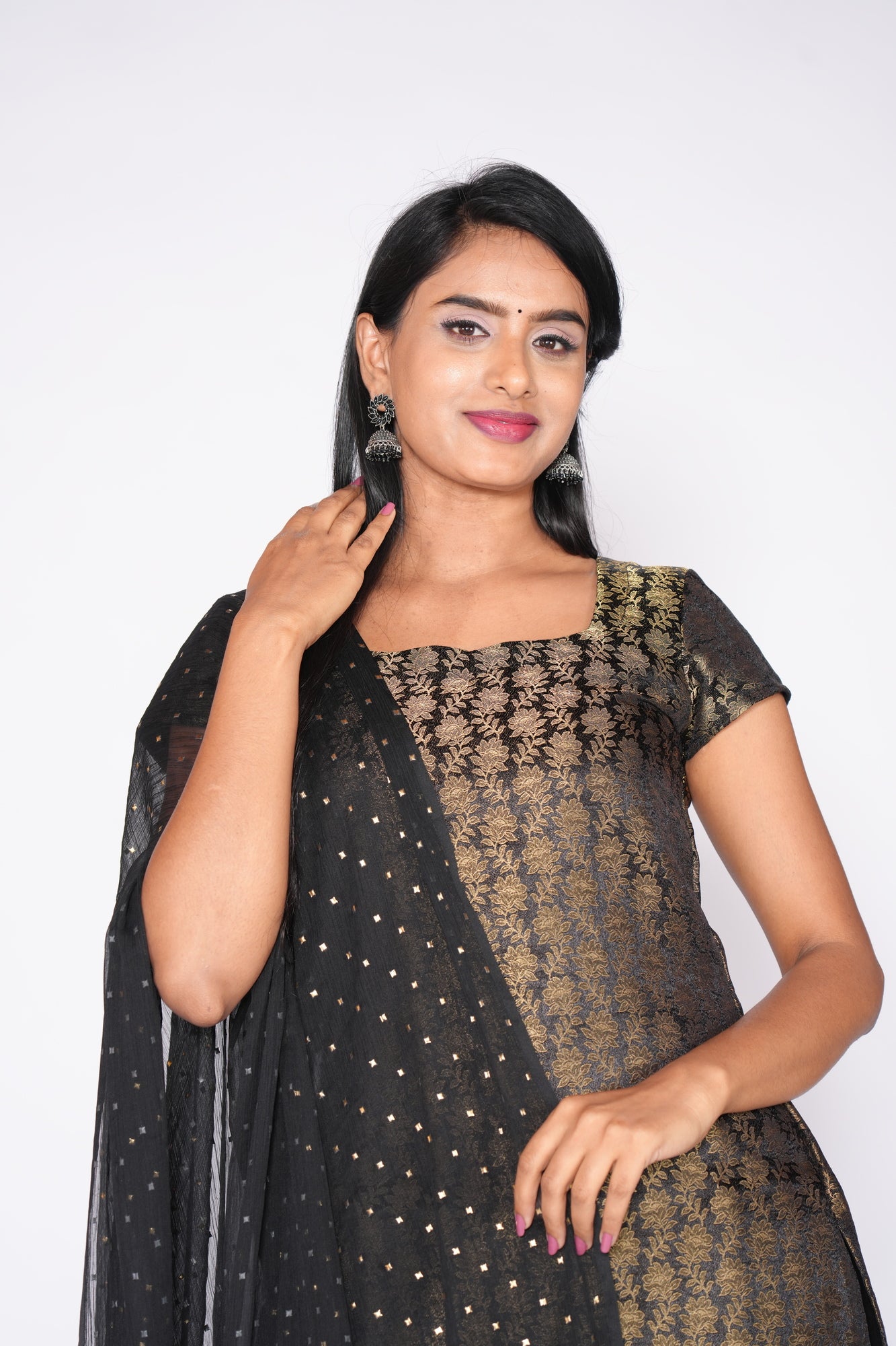 Black Banaras Ethnic Kurti