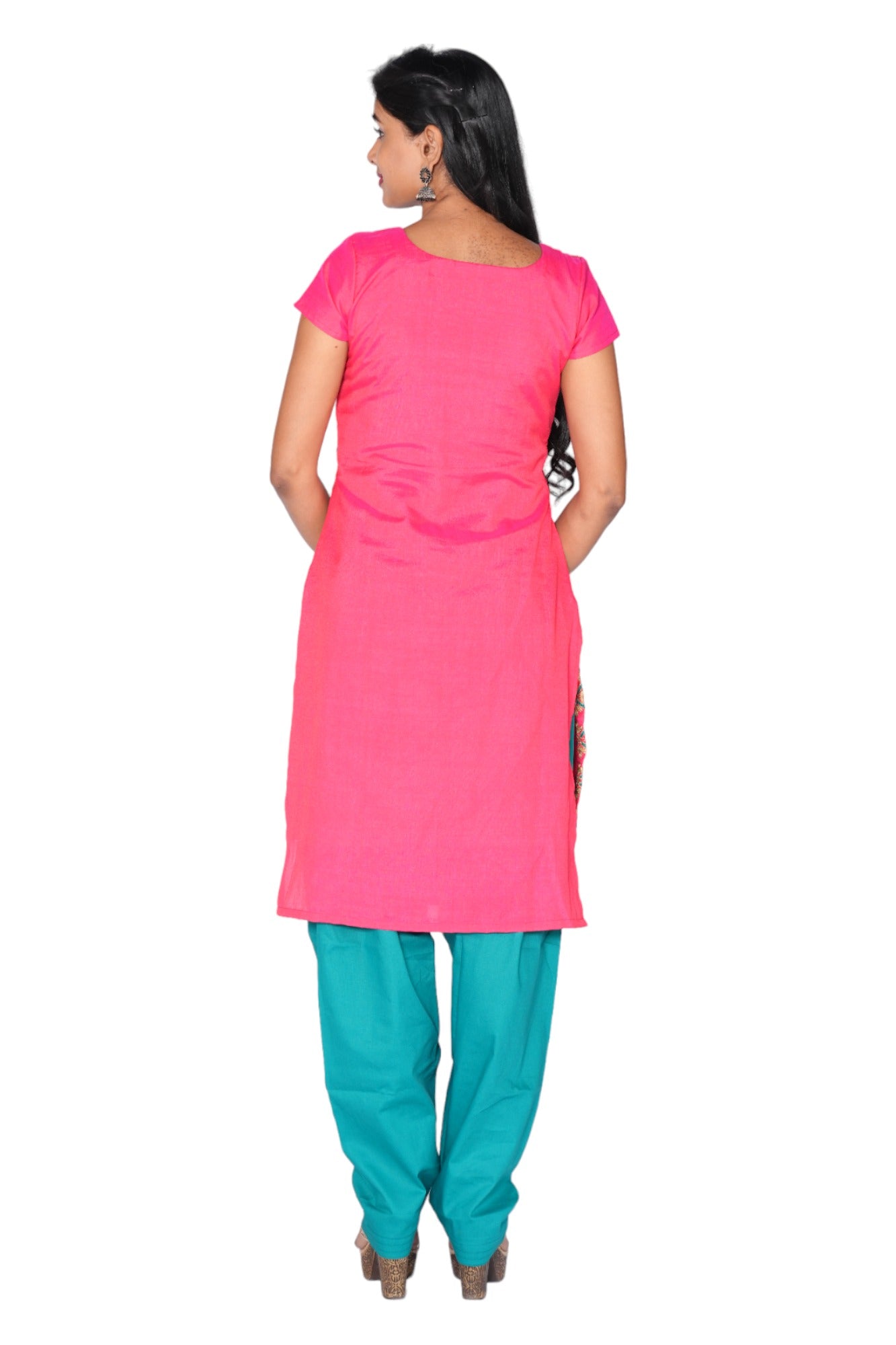 Pink with Rama Green Ethnic wear Top