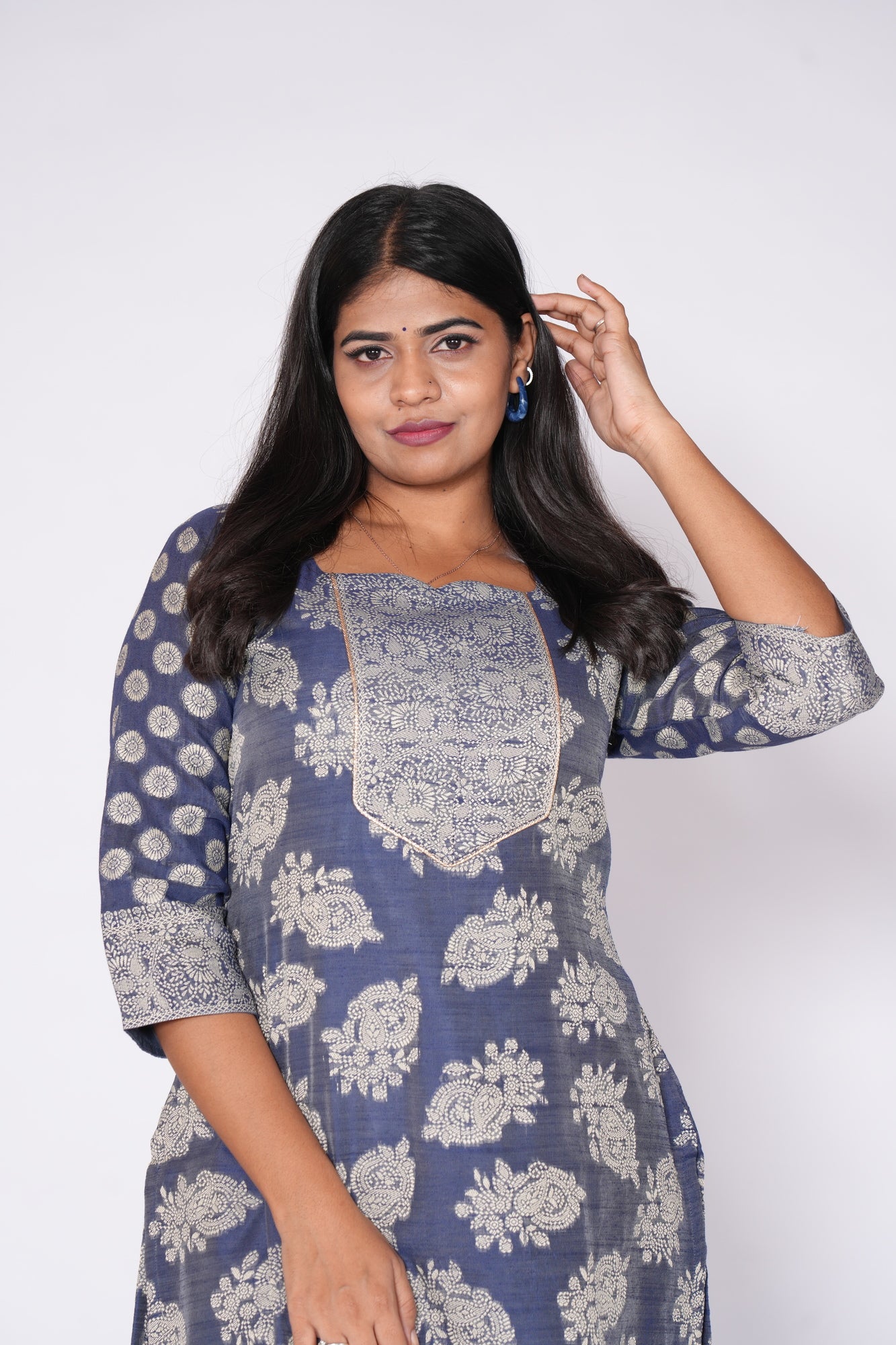 Blue White Chikankari Cotton Top