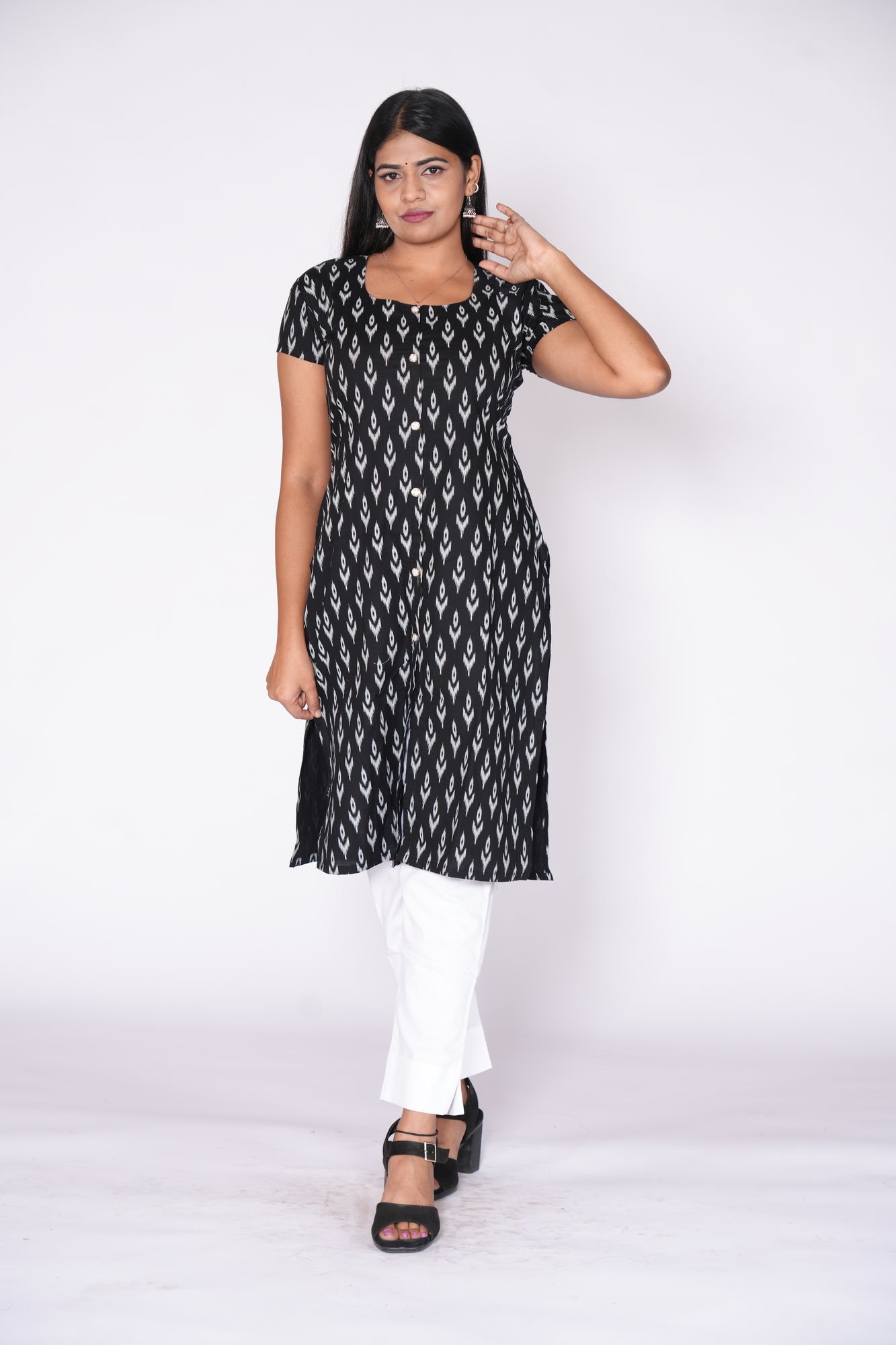 Black Pochampally design kurti