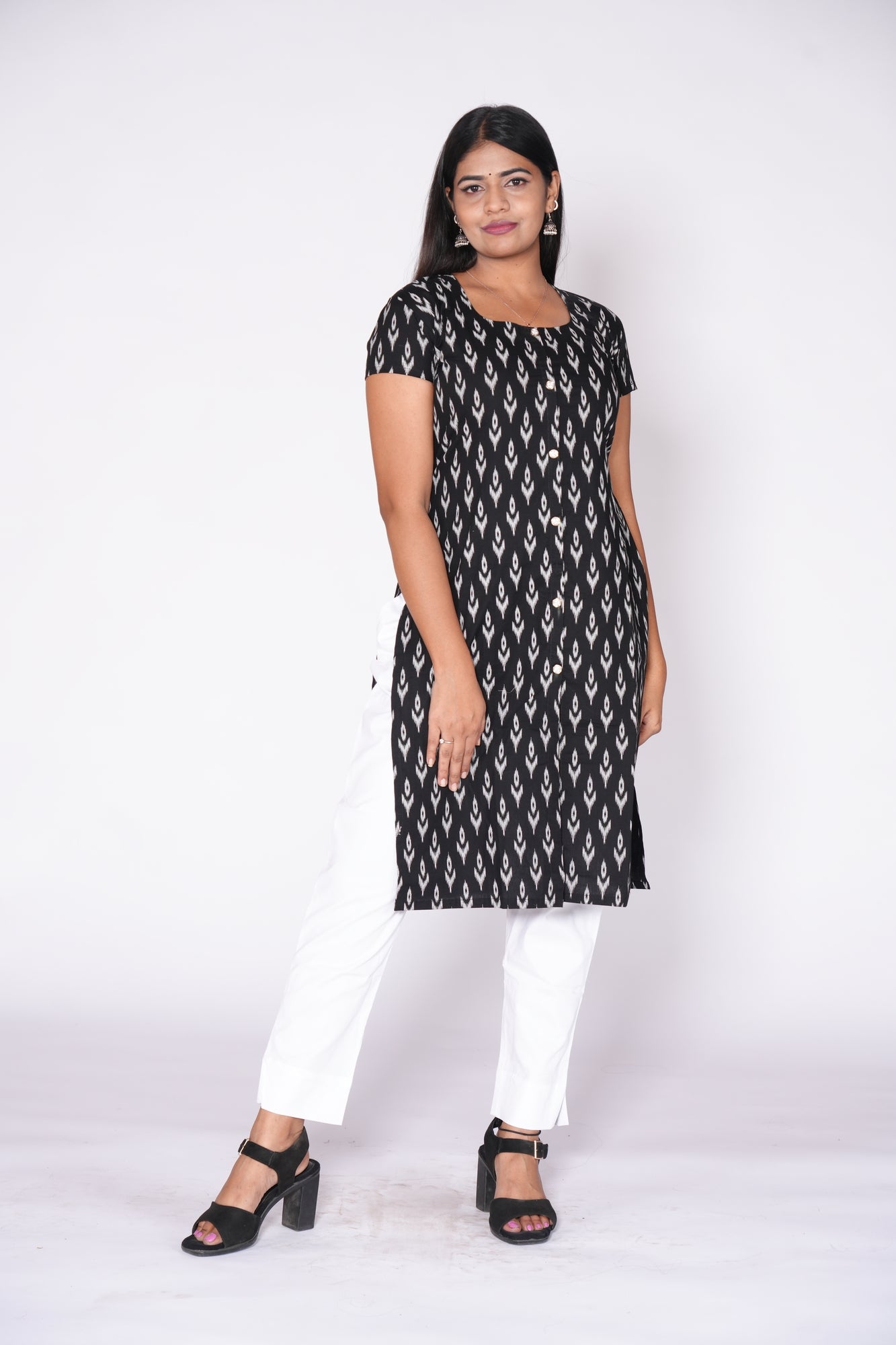 Black Pochampally design kurti