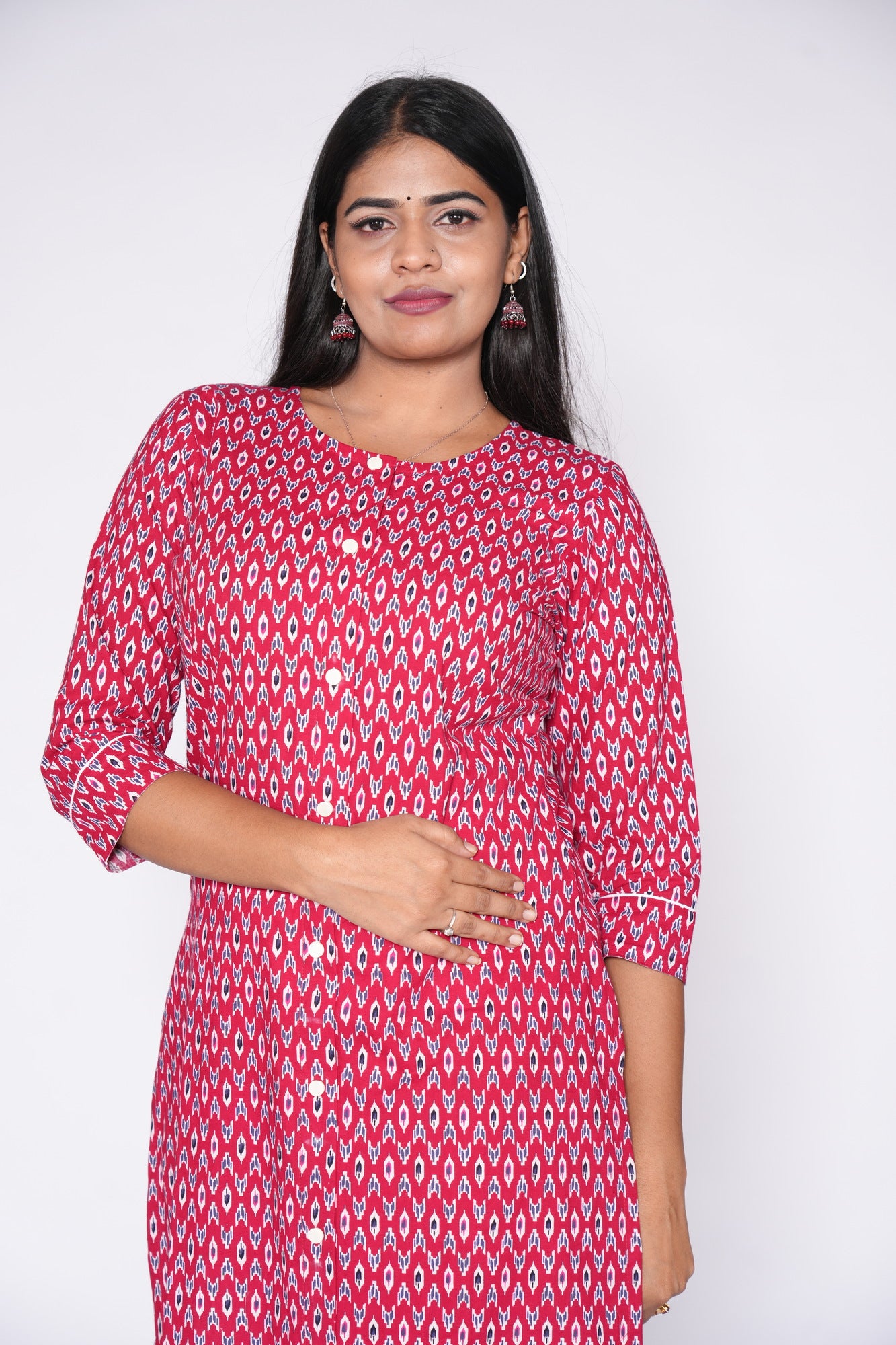 Front Slit Premium Red Kurti