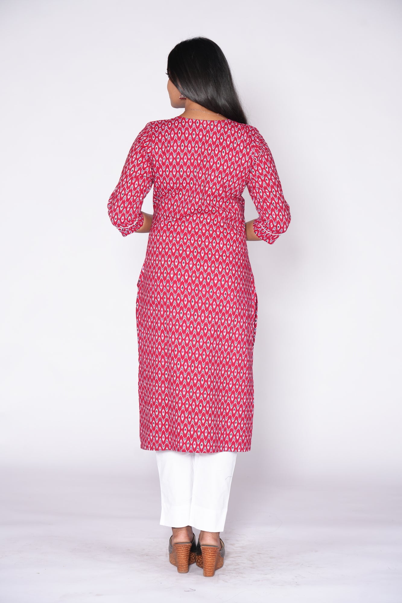 Front Slit Premium Red Kurti