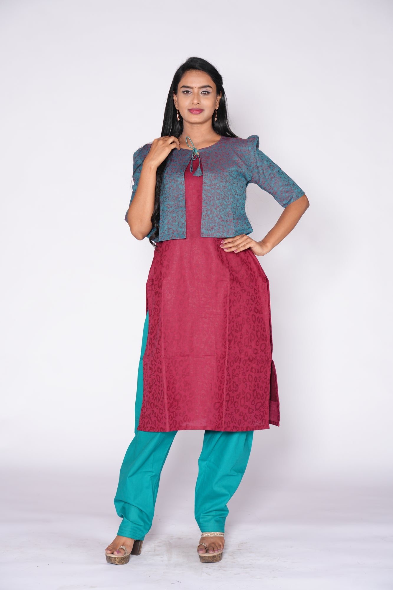 Shrug with Maroon Cotton Top