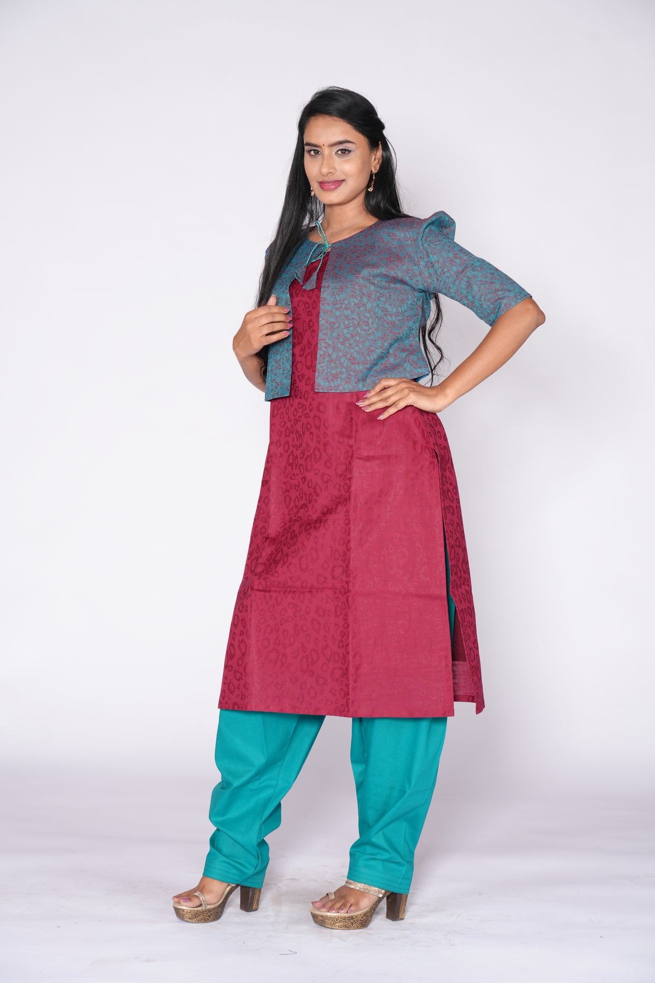 Shrug with Maroon Cotton Top