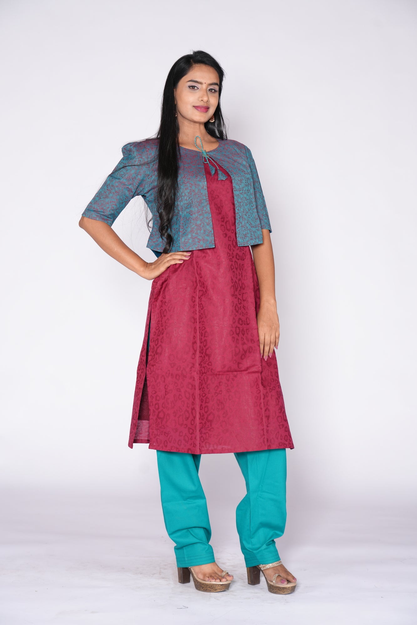 Shrug with Maroon Cotton Top